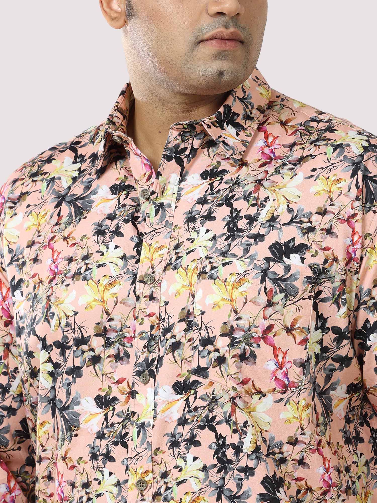 Peachy Floral Digital Printed Shirt Men's Plus Size - Guniaa Fashions