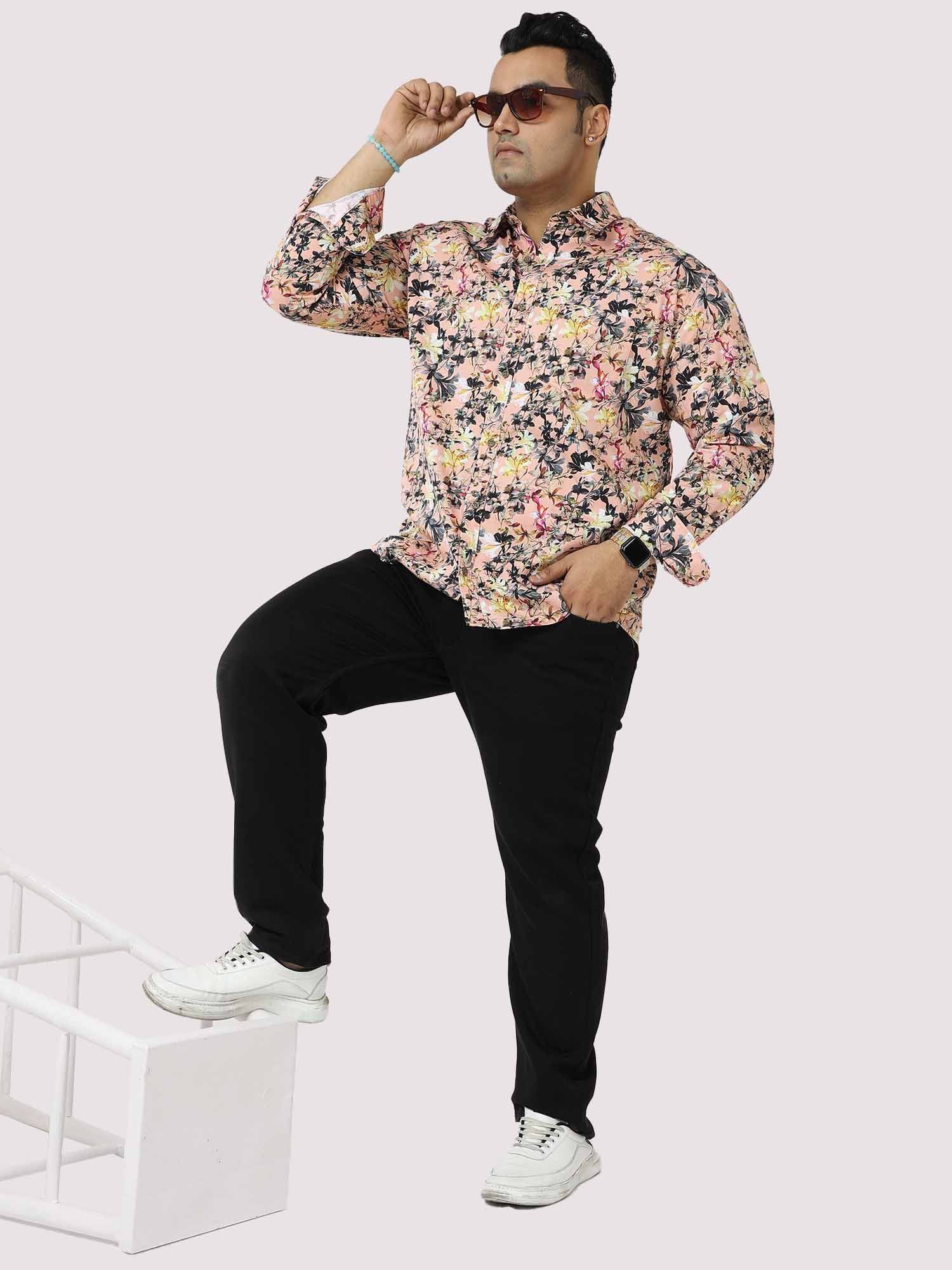 Peachy Floral Digital Printed Shirt Men's Plus Size - Guniaa Fashions