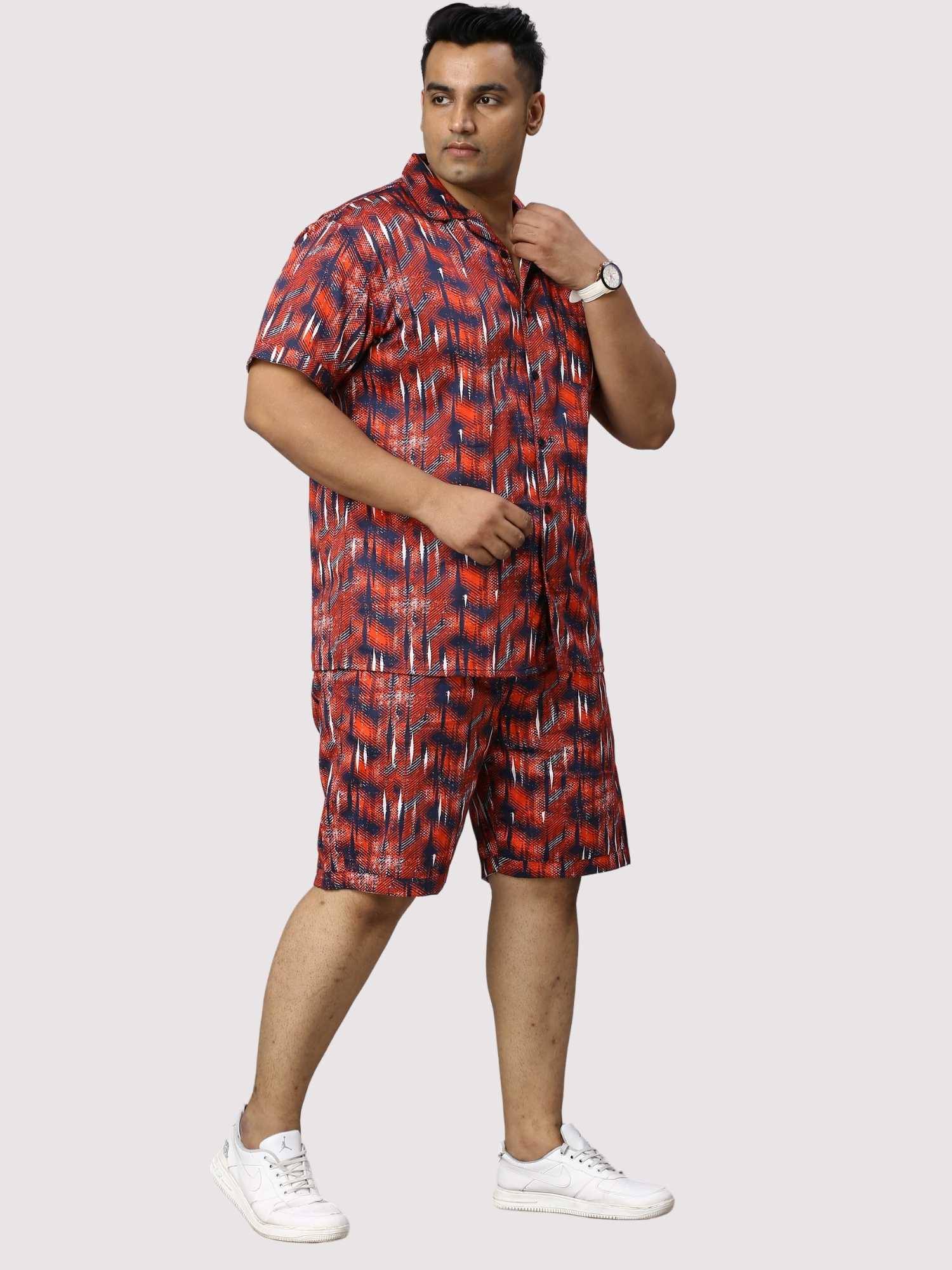 Persian Red Digital Printed Half Co-Ords Men's Plus Size - Guniaa Fashions