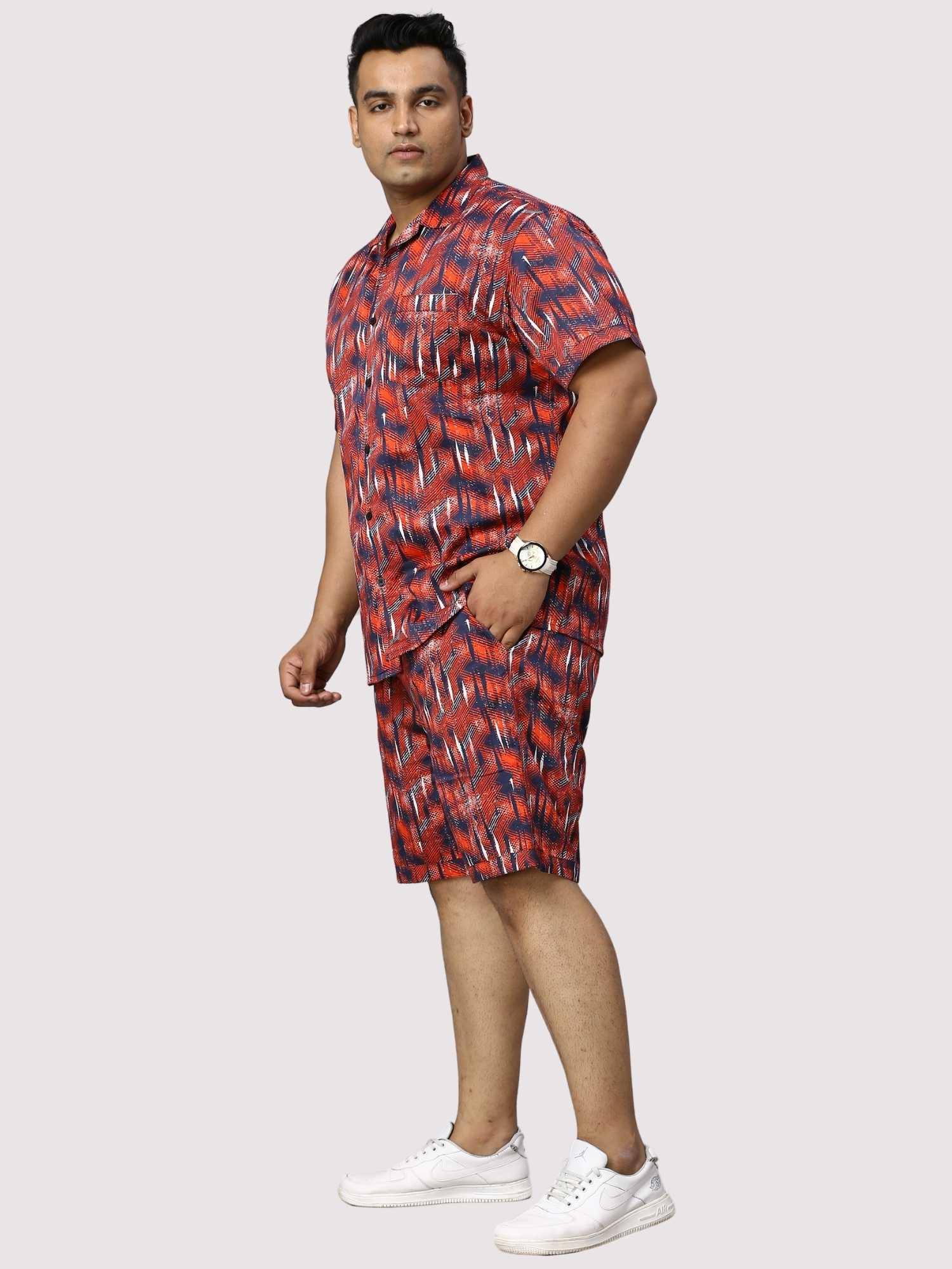 Persian Red Digital Printed Half Co-Ords Men's Plus Size - Guniaa Fashions