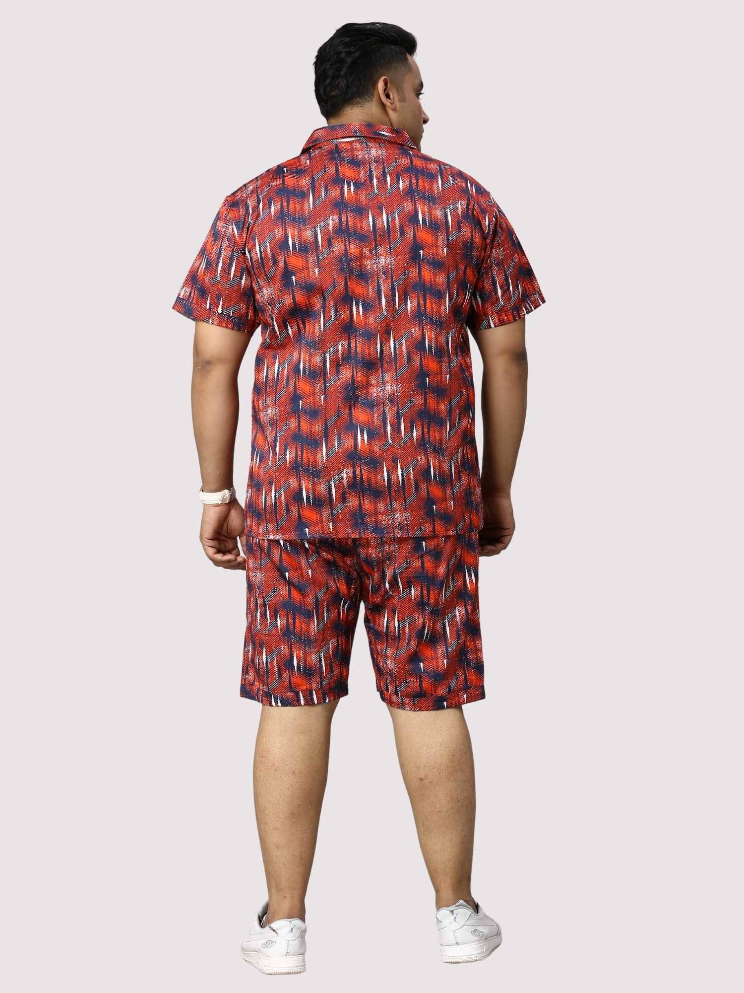 Persian Red Digital Printed Half Co-Ords Men's Plus Size - Guniaa Fashions