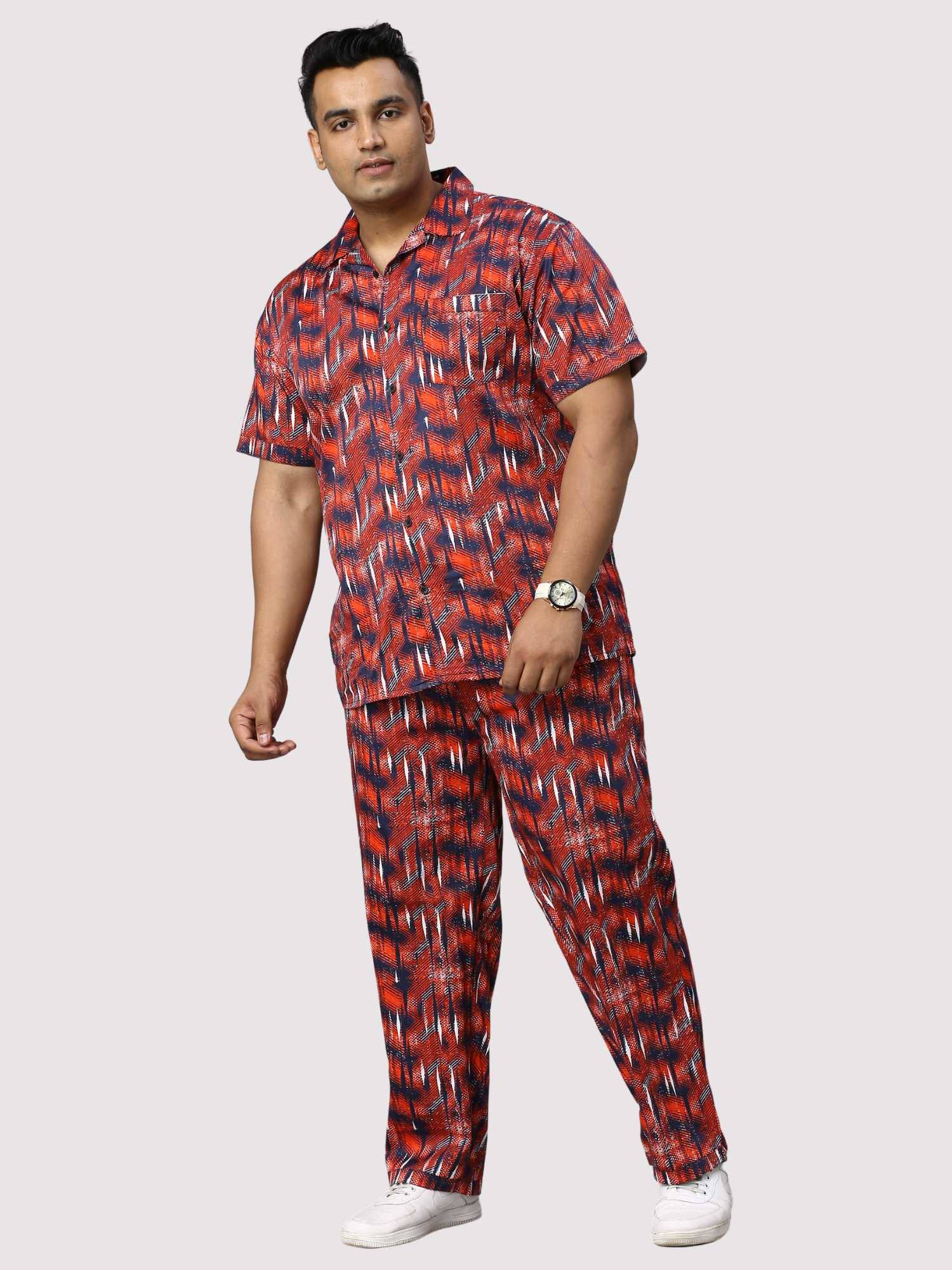 Persian Red Men Digital Printed Full Co-Ords Men's Plus Size - Guniaa Fashions