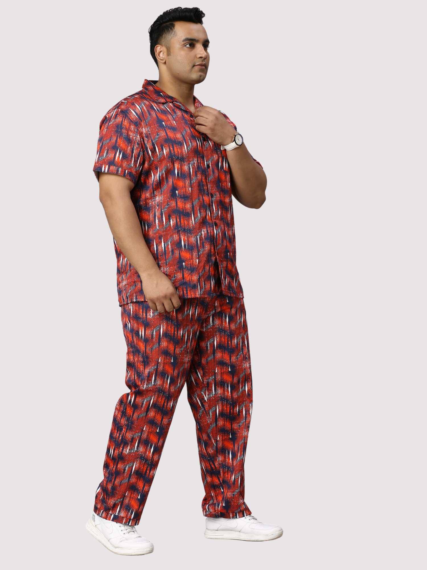 Persian Red Men Digital Printed Full Co-Ords Men's Plus Size - Guniaa Fashions