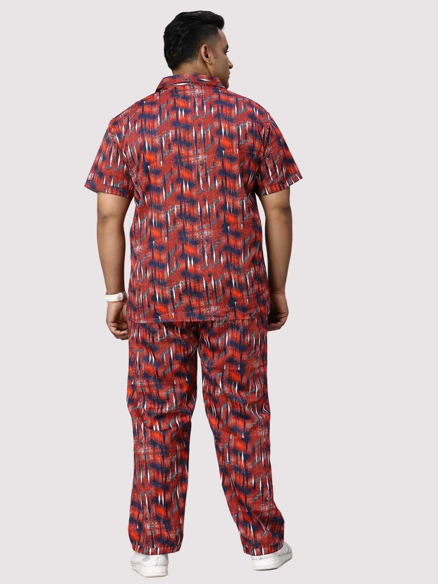 Persian Red Men Digital Printed Full Co-Ords Men's Plus Size - Guniaa Fashions