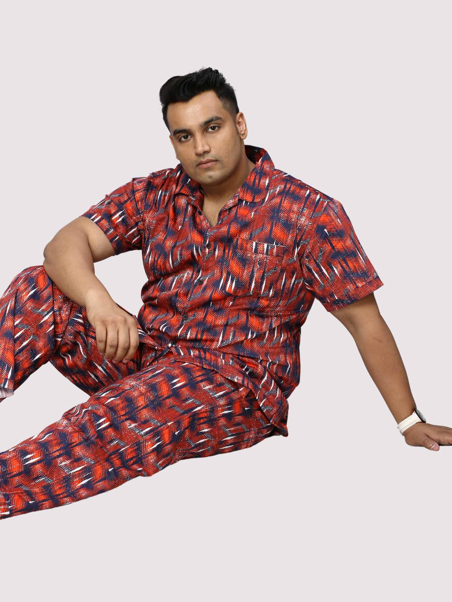 Persian Red Men Digital Printed Full Co-Ords Men's Plus Size - Guniaa Fashions