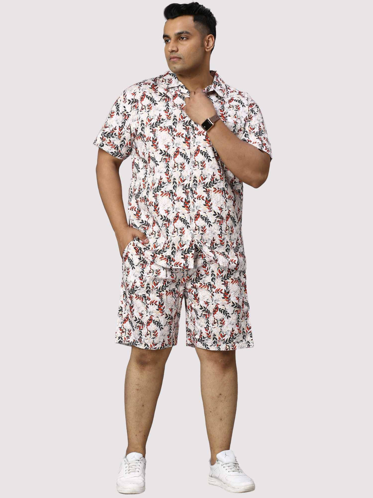 Petal Wand Digital Printed Half Co-Ords Men's Plus Size - Guniaa Fashions