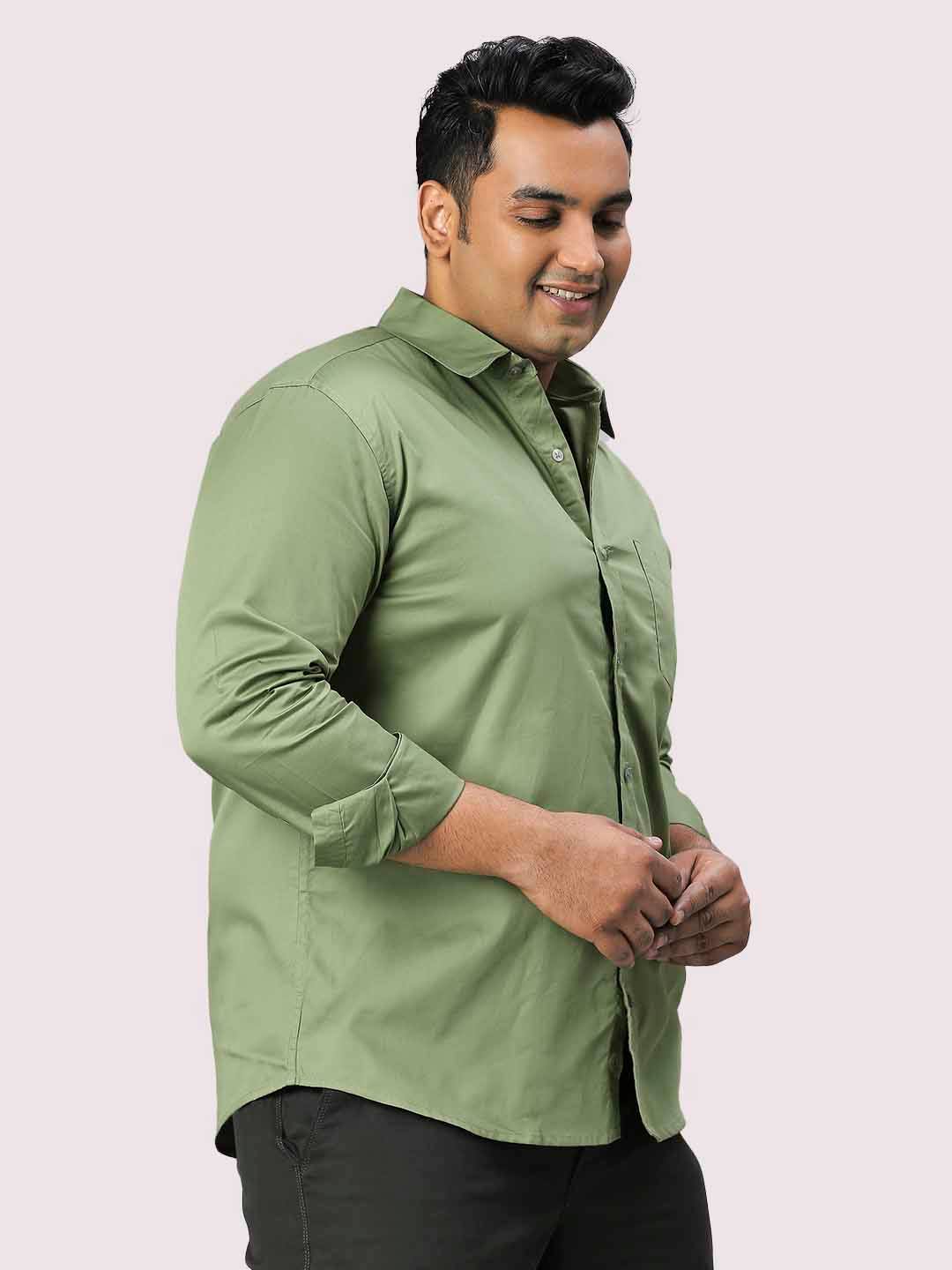 Pista Green Pure Cotton Shirt Men's Plus Size - Guniaa Fashions