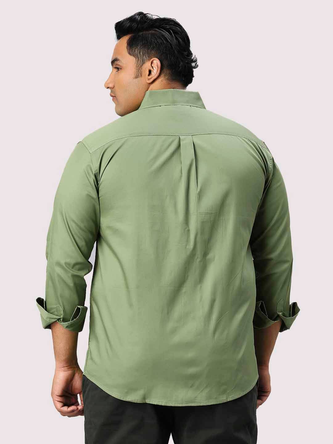 Pista Green Pure Cotton Shirt Men's Plus Size - Guniaa Fashions