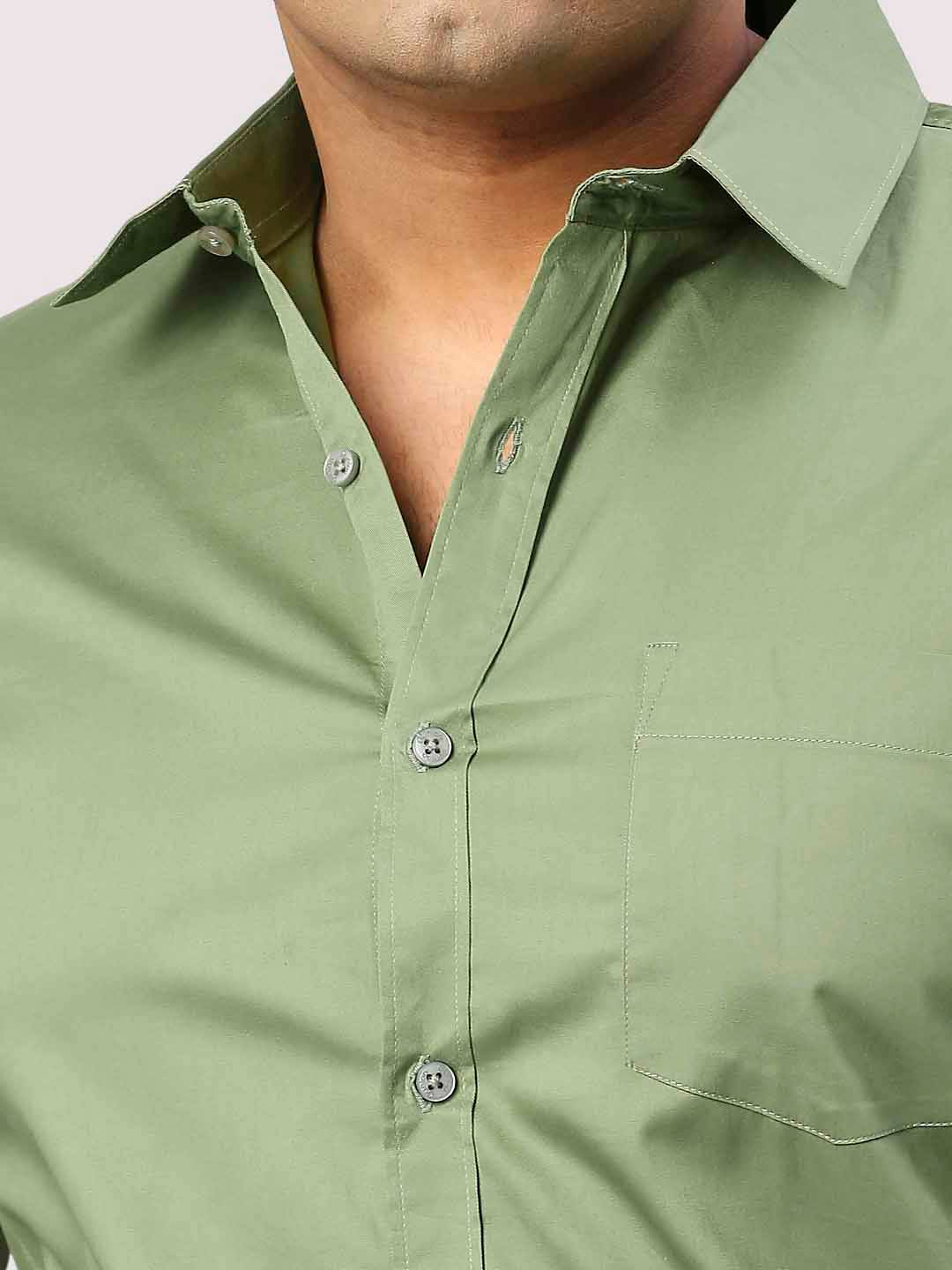 Pista Green Pure Cotton Shirt Men's Plus Size - Guniaa Fashions