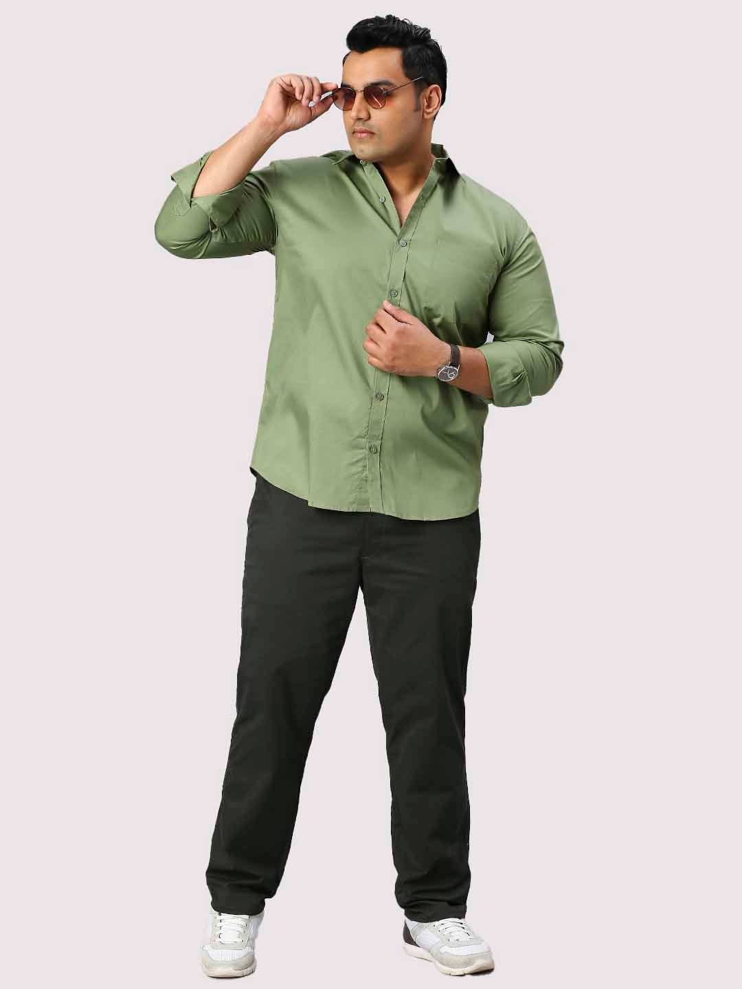 Pista Green Pure Cotton Shirt Men's Plus Size - Guniaa Fashions