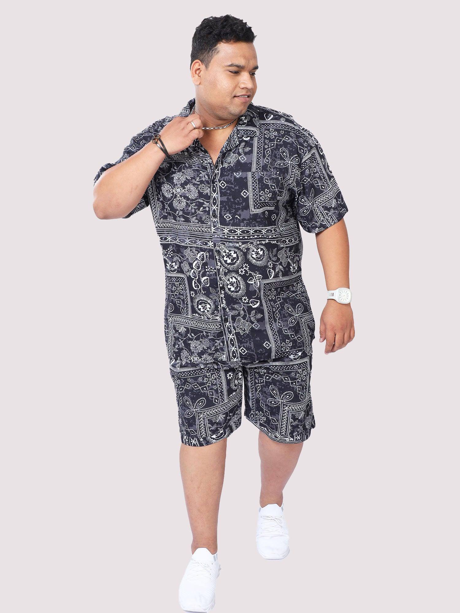 Plus Size Men Ethnic Bandheni Art Printed Half Sleeve Co-Ords - Guniaa Fashions