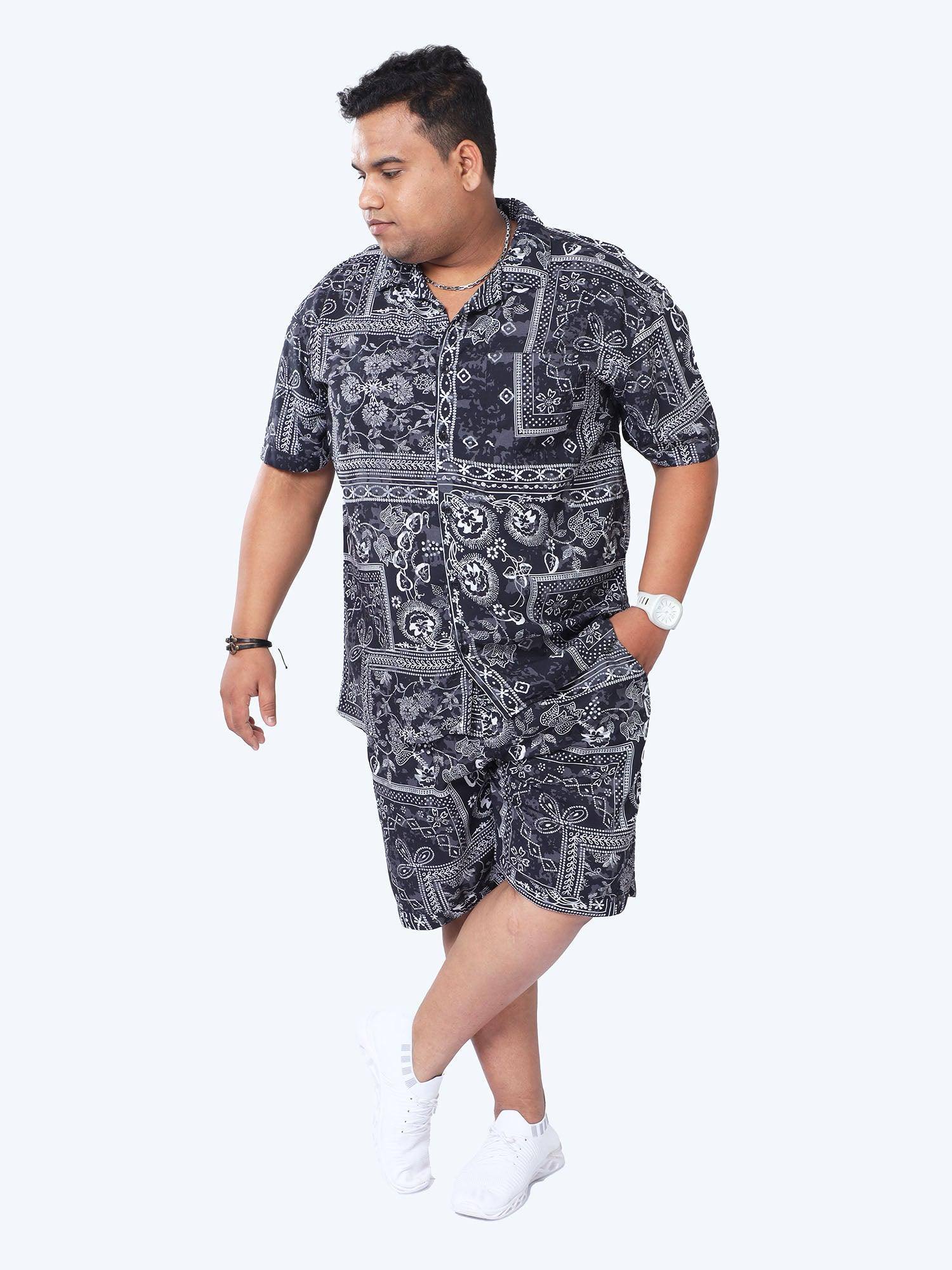 Plus Size Men Ethnic Bandheni Art Printed Half Sleeve Co-Ords - Guniaa Fashions