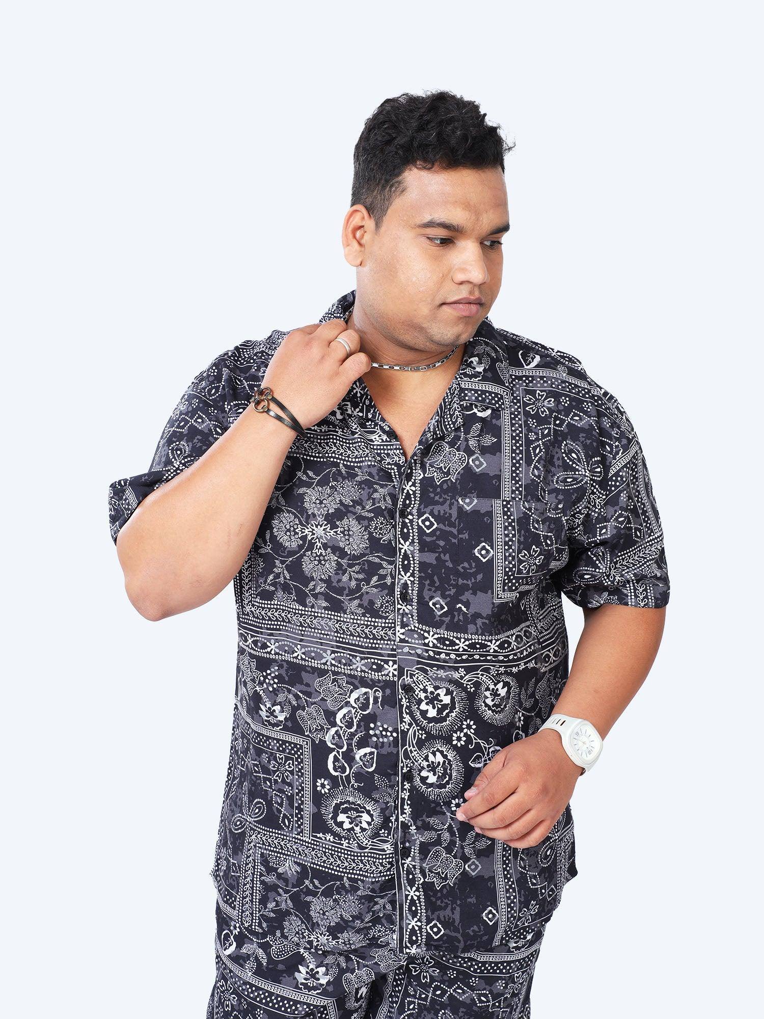 Plus Size Men Ethnic Bandheni Art Printed Half Sleeve Co-Ords - Guniaa Fashions