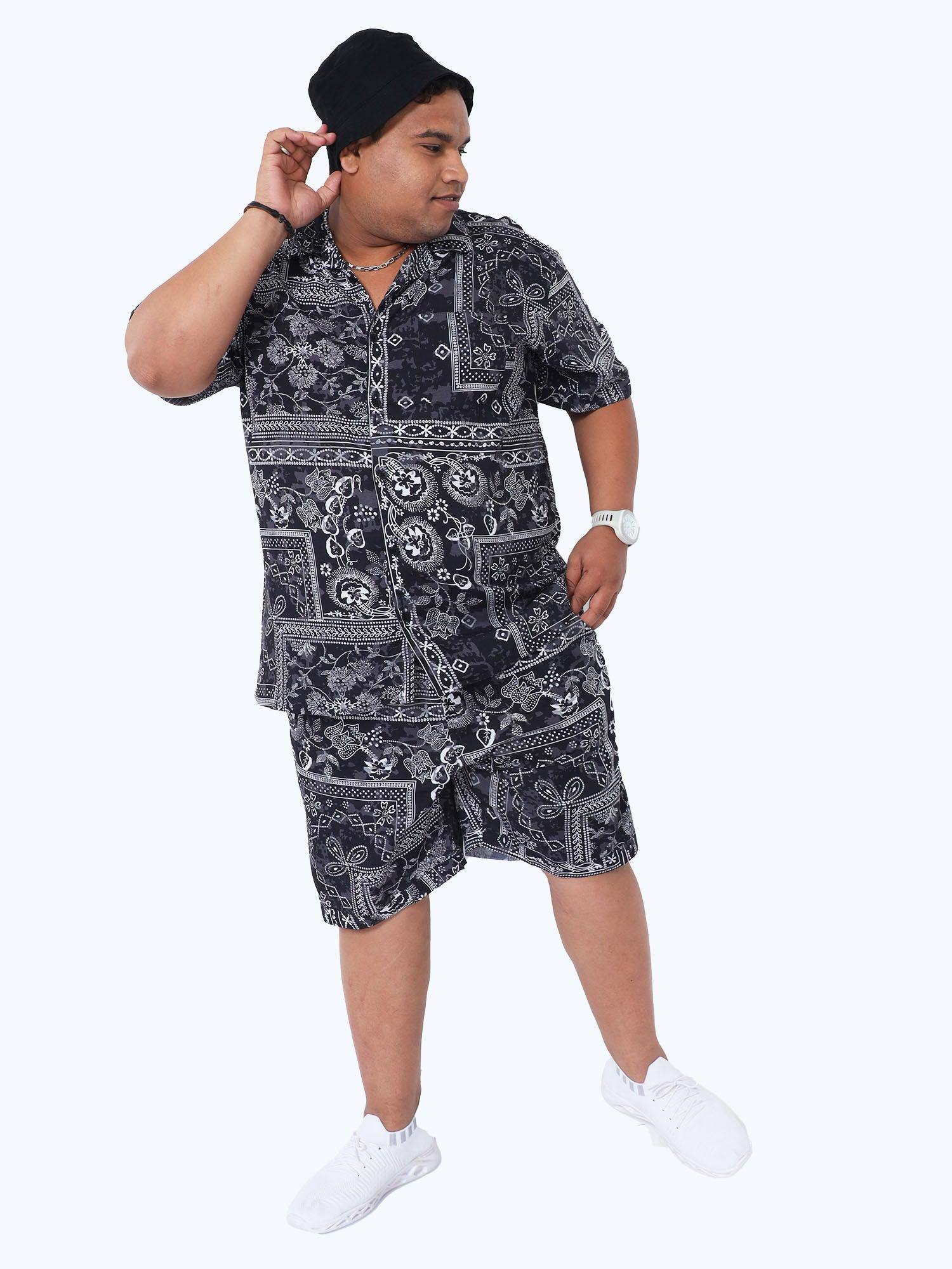 Plus Size Men Ethnic Bandheni Art Printed Half Sleeve Co-Ords - Guniaa Fashions