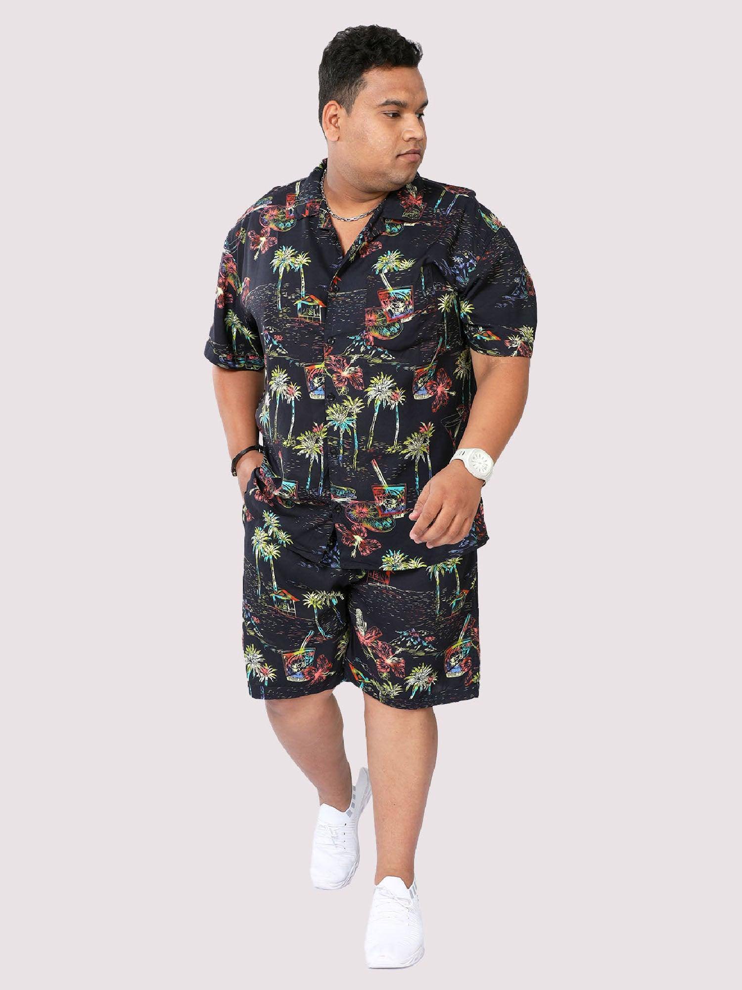 Plus Size Men Hawaii Celebration Printed Half Sleeve Co-Ords - Guniaa Fashions