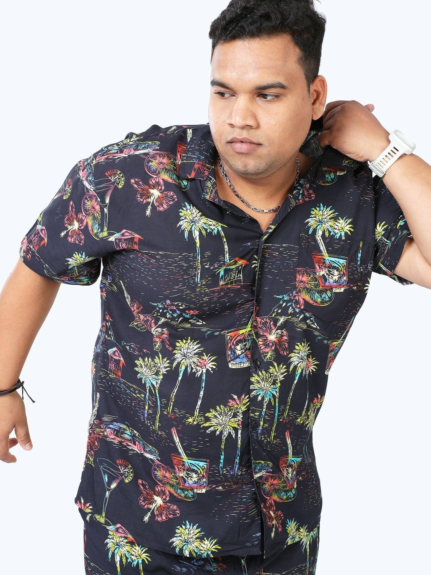 Plus Size Men Hawaii Celebration Printed Half Sleeve Co-Ords - Guniaa Fashions