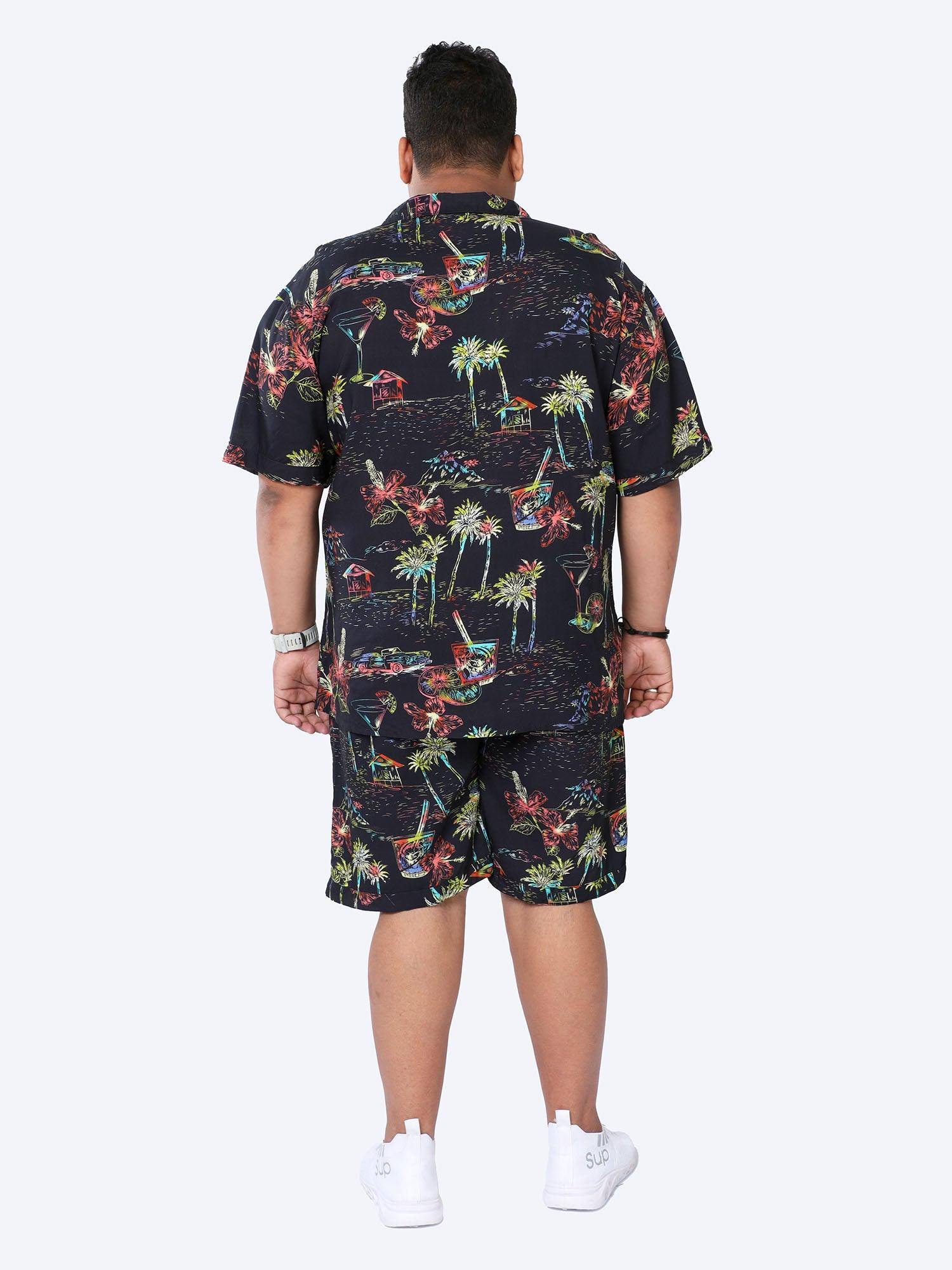 Plus Size Men Hawaii Celebration Printed Half Sleeve Co-Ords - Guniaa Fashions