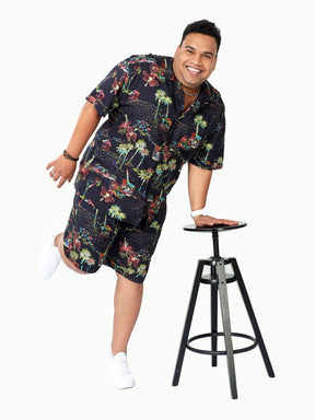 Plus Size Men Hawaii Celebration Printed Half Sleeve Co-Ords - Guniaa Fashions