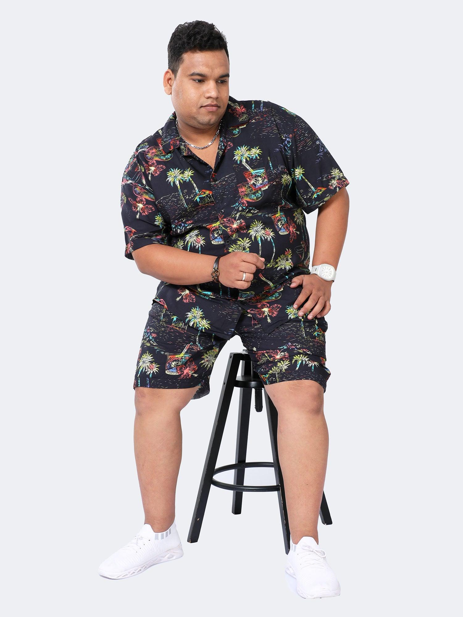 Plus Size Men Hawaii Celebration Printed Half Sleeve Co-Ords - Guniaa Fashions