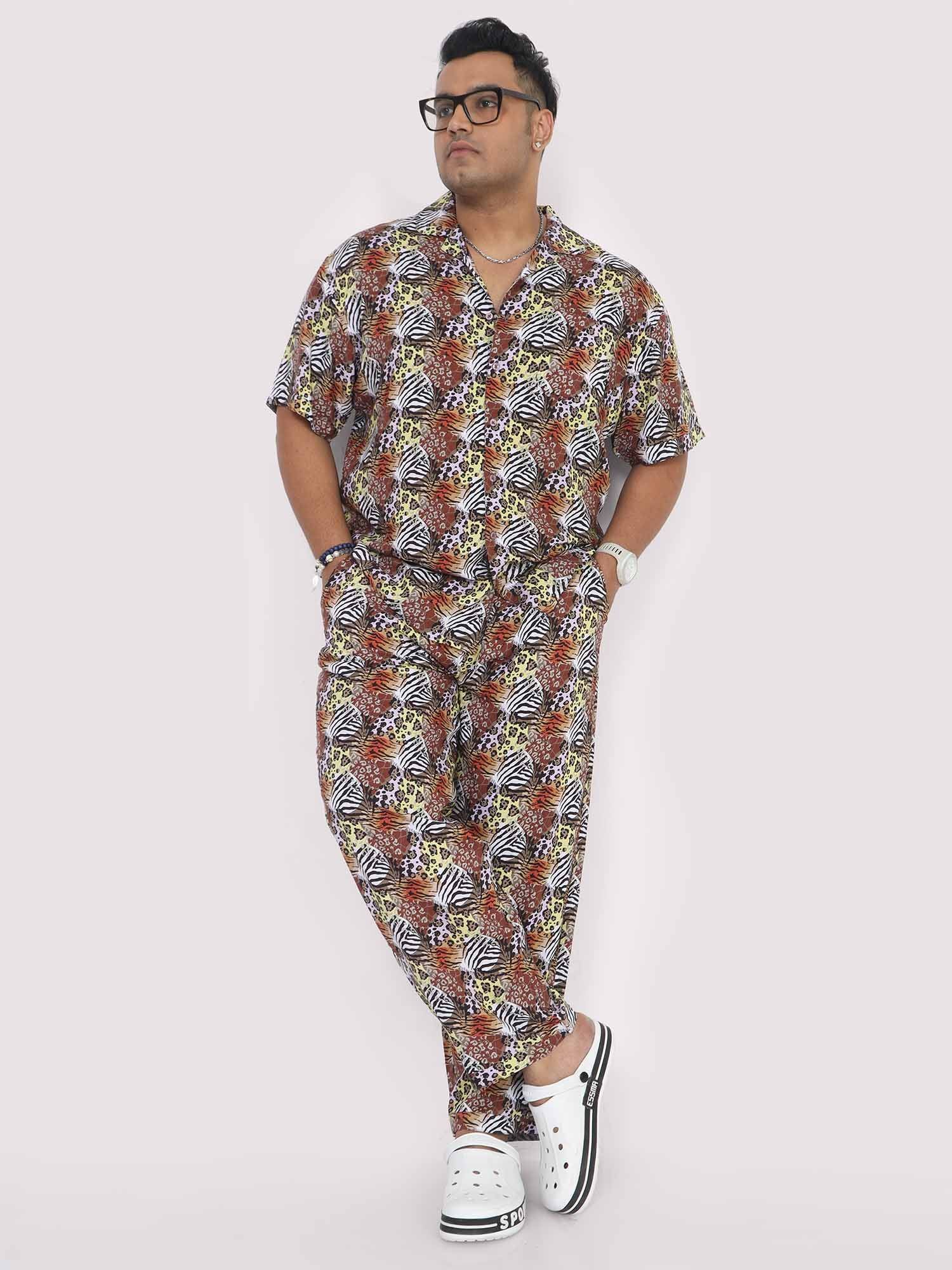 Plus Size Men Magic Leaf Digital Printed Full Co-Ords - Guniaa Fashions