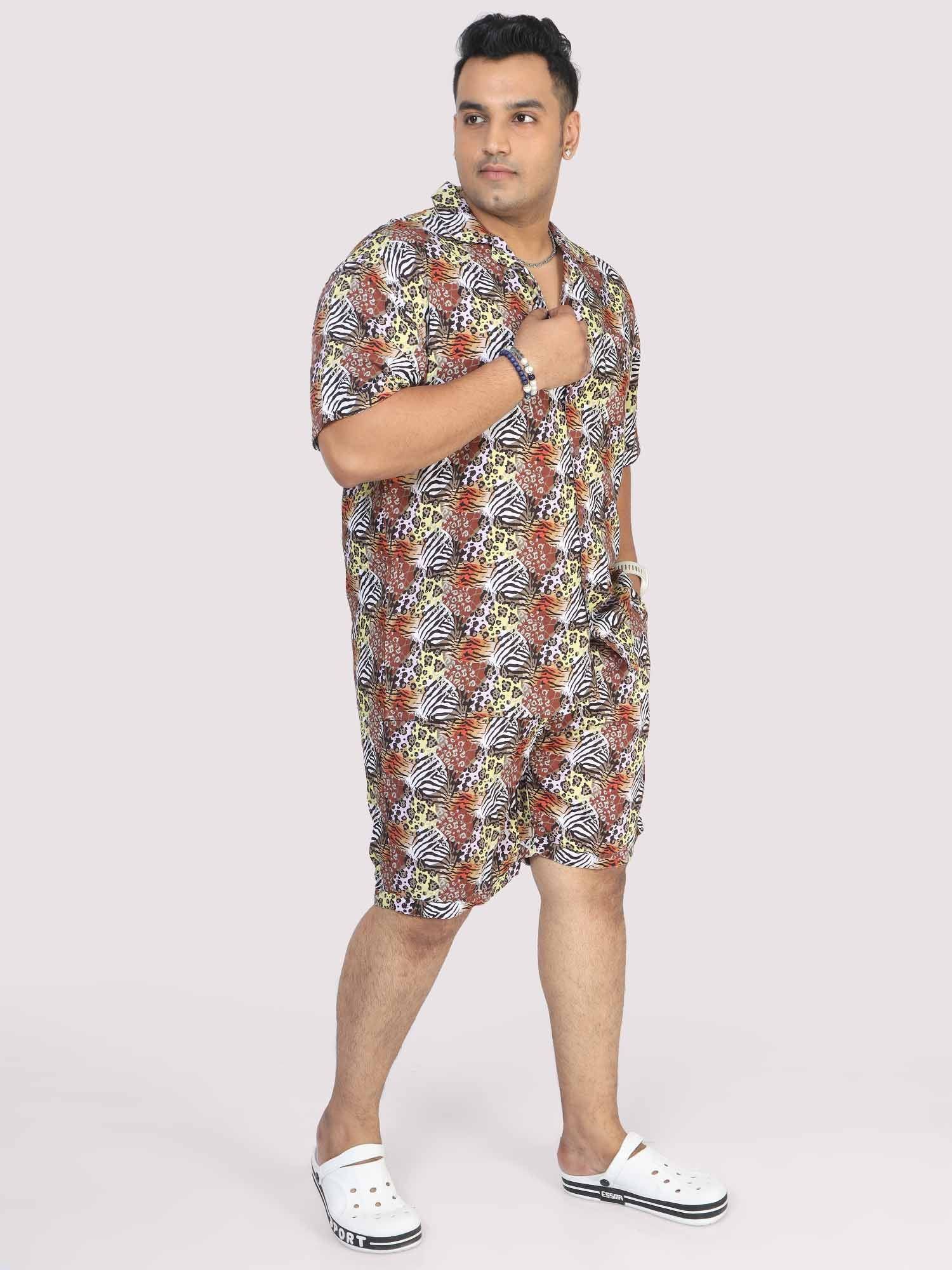 Plus Size Men Magic Leaf Digital Printed Half Co-Ords - Guniaa Fashions