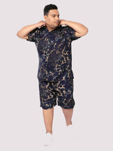 Plus Size Men Navy Tie Dye Half Sleeve Co-Ords - Guniaa Fashions
