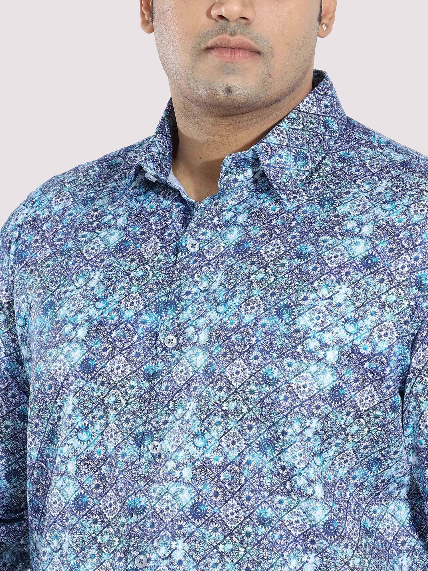 Propel Blue Cotton Satin Designer Shirt Men's Plus Size - Guniaa Fashions