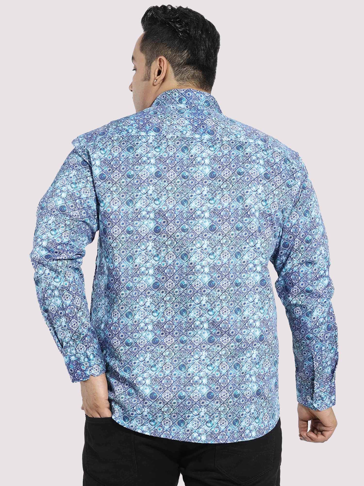 Propel Blue Cotton Satin Designer Shirt Men's Plus Size - Guniaa Fashions