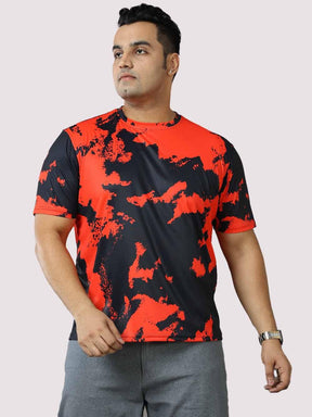 Men Plus Size Blush Abstract Squares Printed Half Sleeve Co-Ords