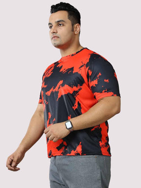 Red & Black Digital Printed Round Neck T-Shirt Men's Plus Size - Guniaa Fashions