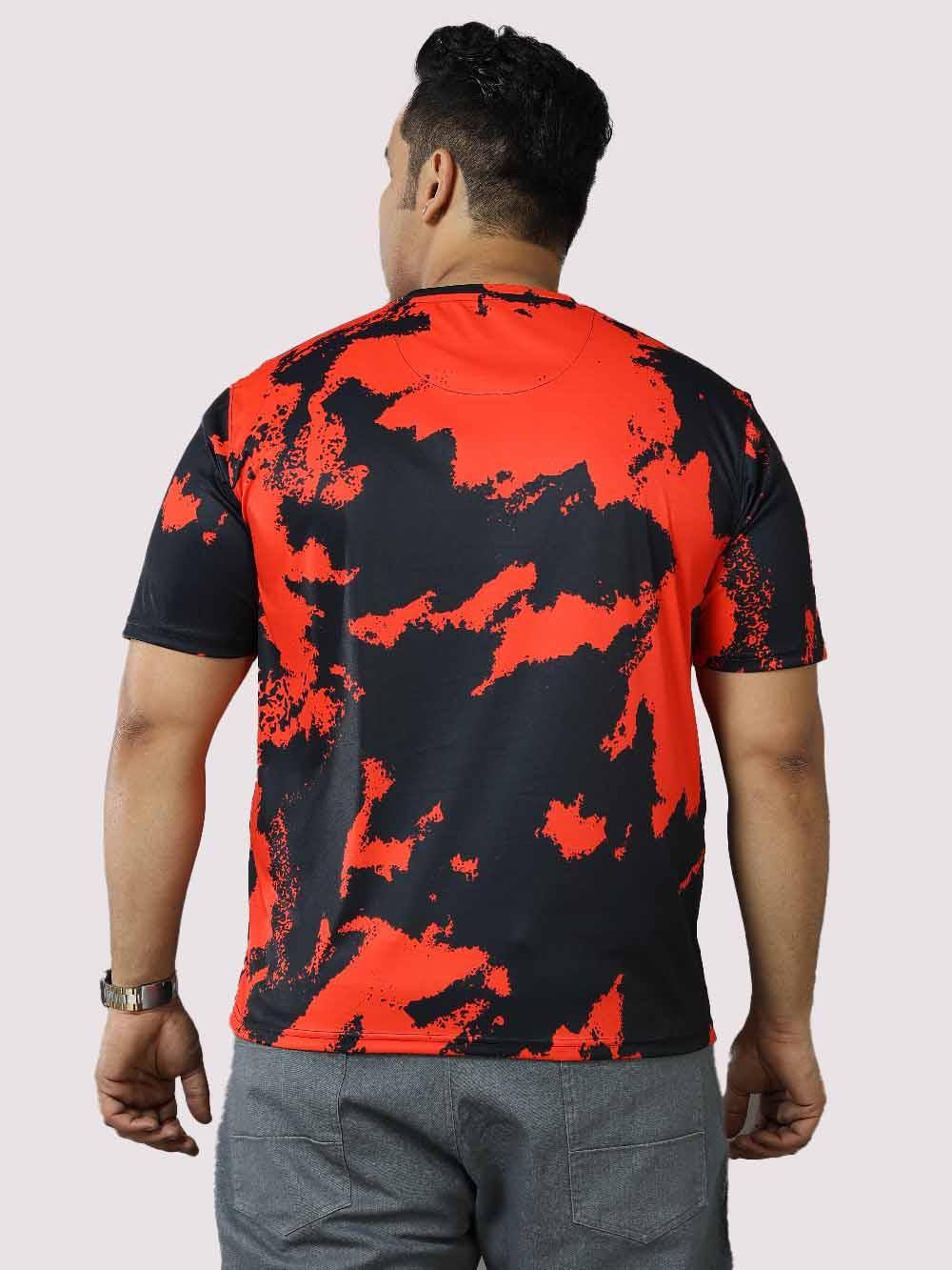 Red & Black Digital Printed Round Neck T-Shirt Men's Plus Size - Guniaa Fashions