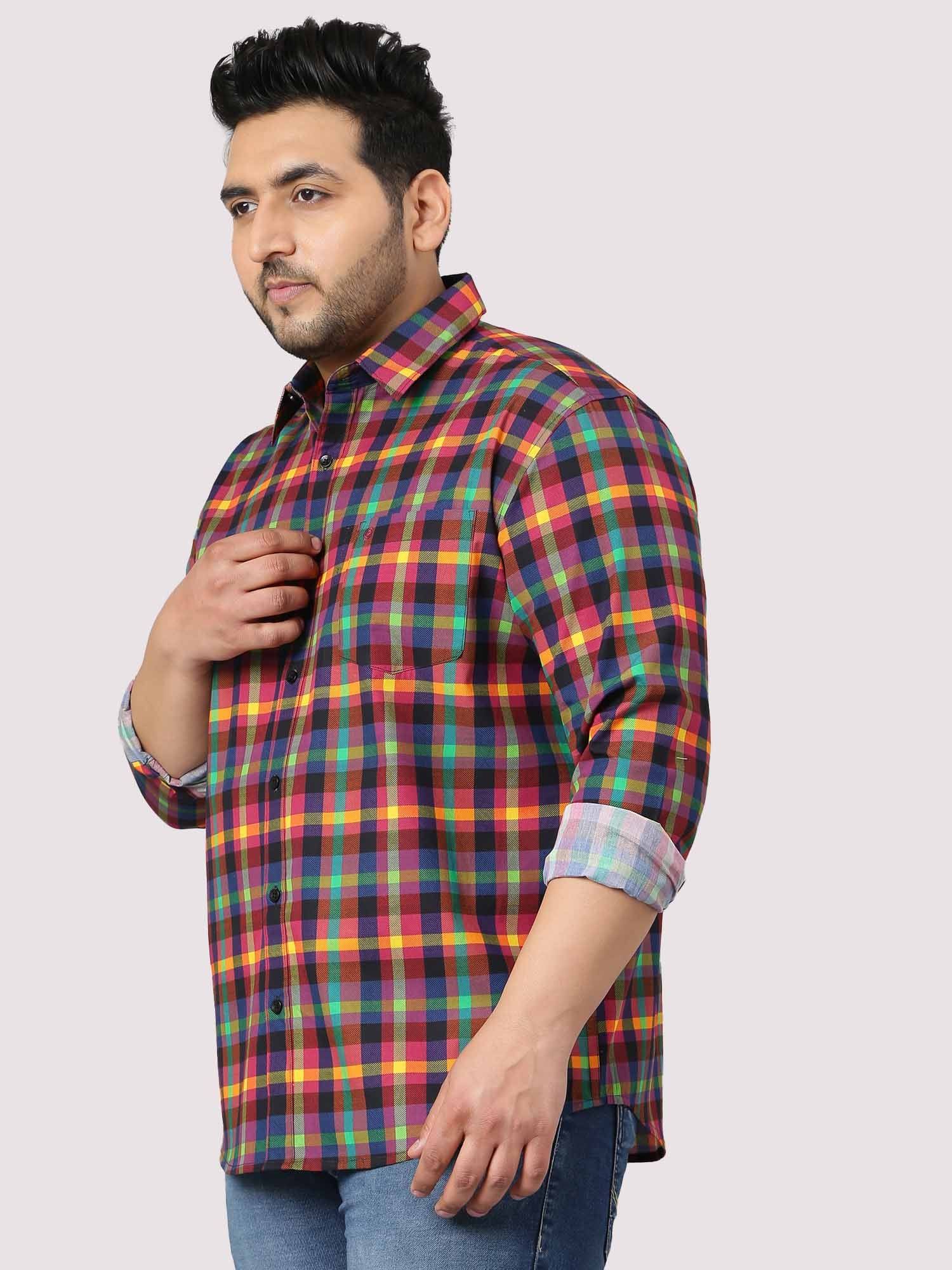 Red & Blue Checks Men's Plus Size - Guniaa Fashions