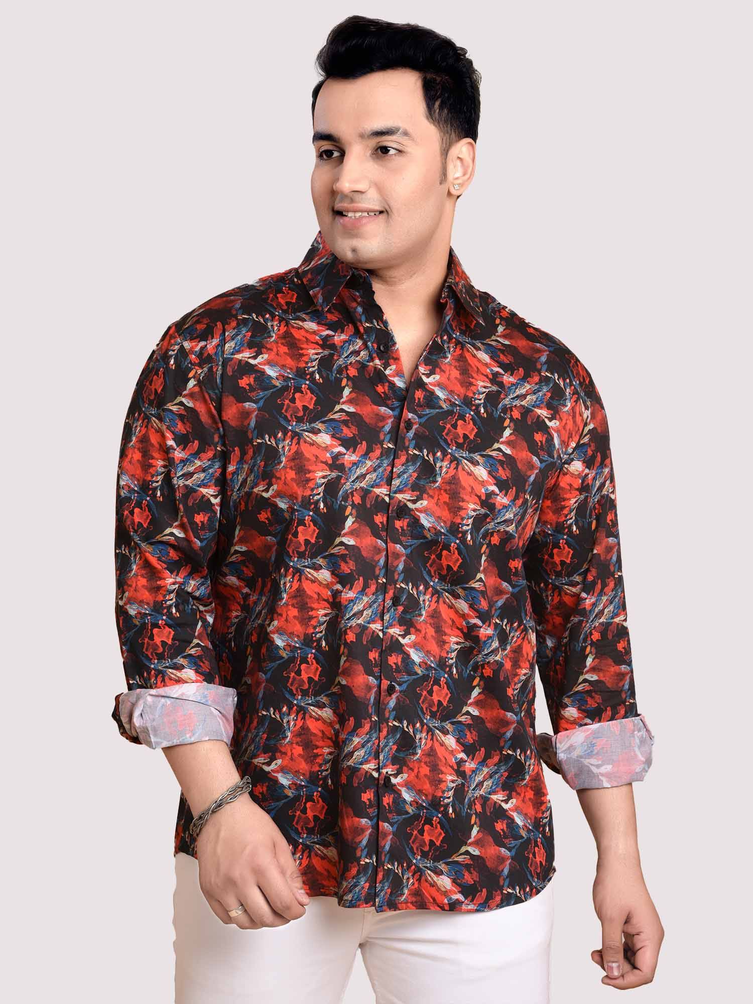 Red Current Printed Cotton Full sleeve Men's Plus size - Guniaa Fashions