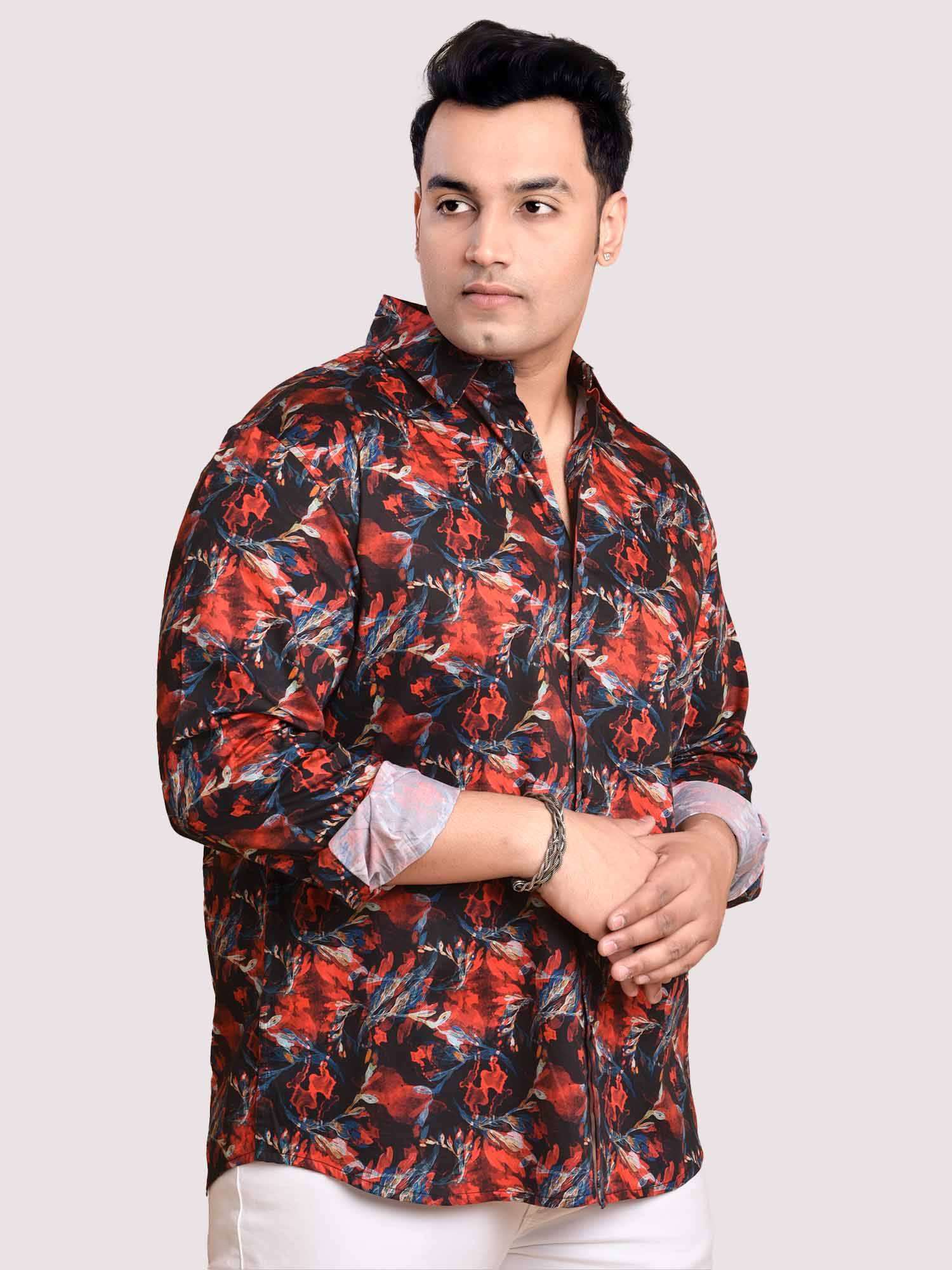 Red Current Printed Cotton Full sleeve Men's Plus size - Guniaa Fashions