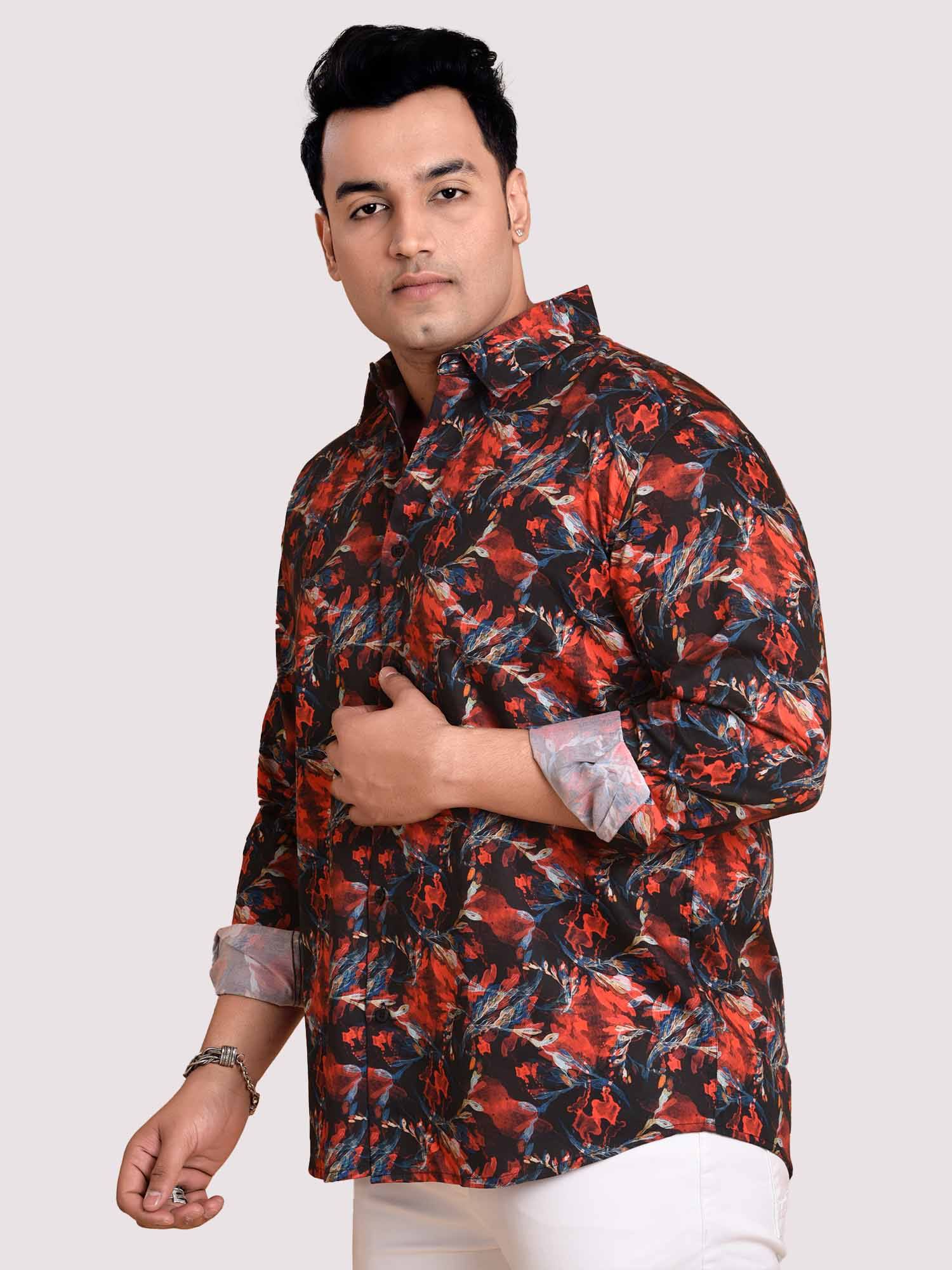 Red Current Printed Cotton Full sleeve Men's Plus size - Guniaa Fashions