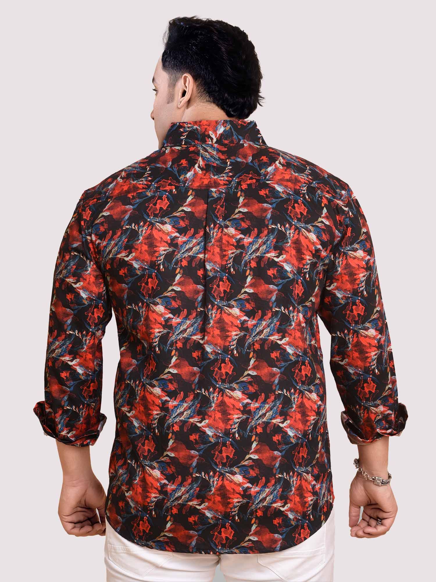 Red Current Printed Cotton Full sleeve Men's Plus size - Guniaa Fashions