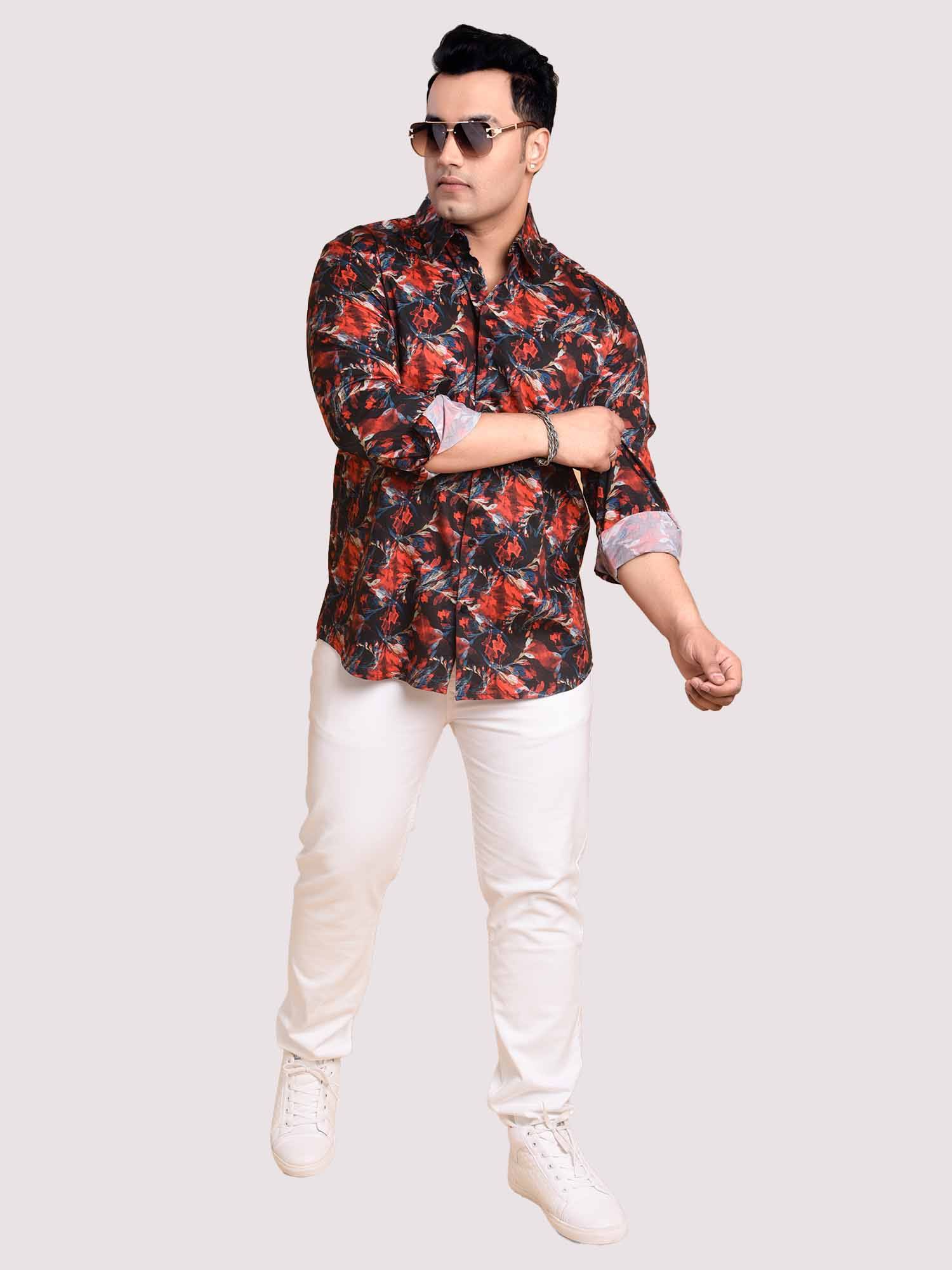 Red Current Printed Cotton Full sleeve Men's Plus size - Guniaa Fashions