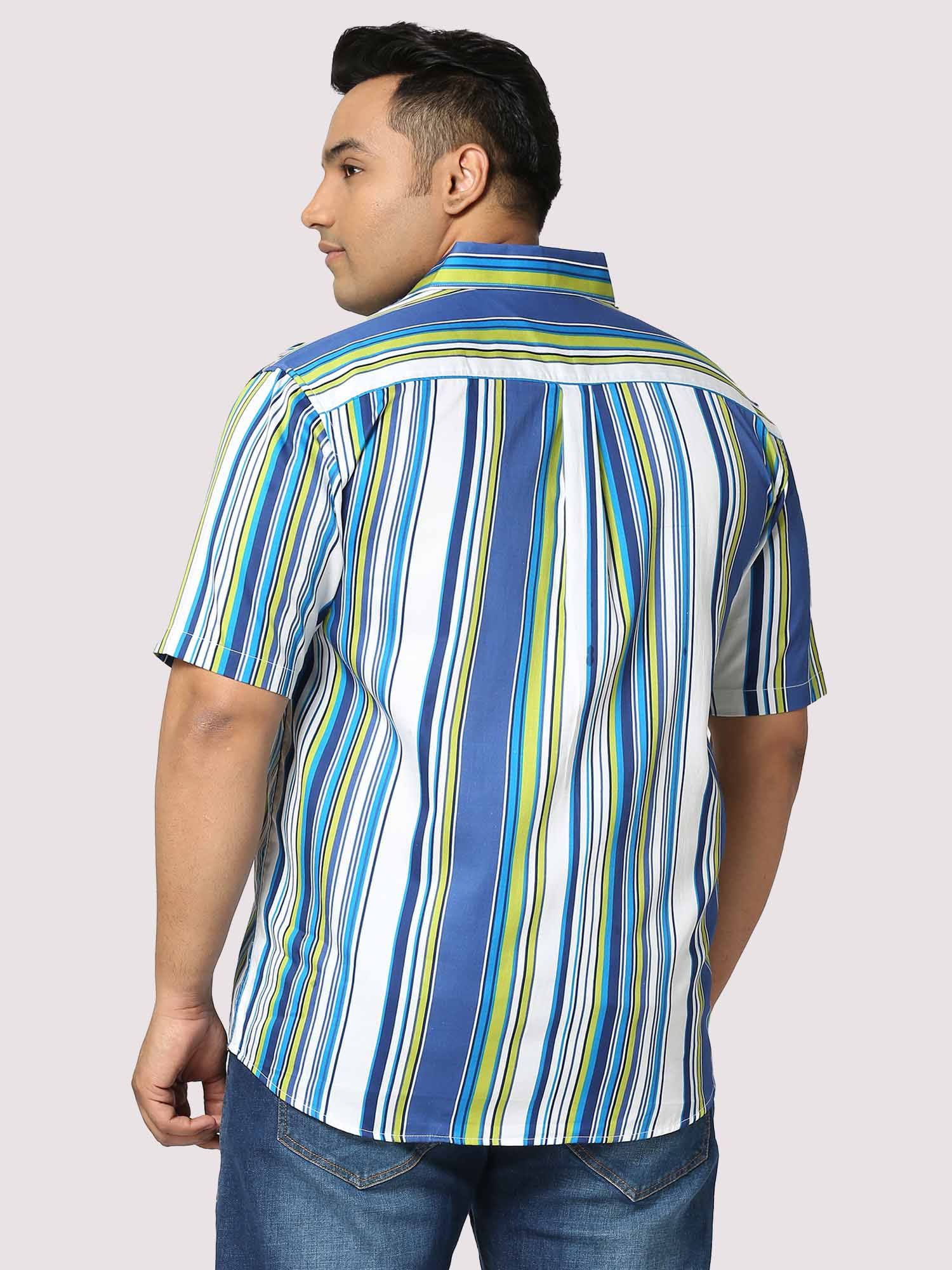 Relax Digital Printed Striped Half Shirt Men's Plus Size - Guniaa Fashions