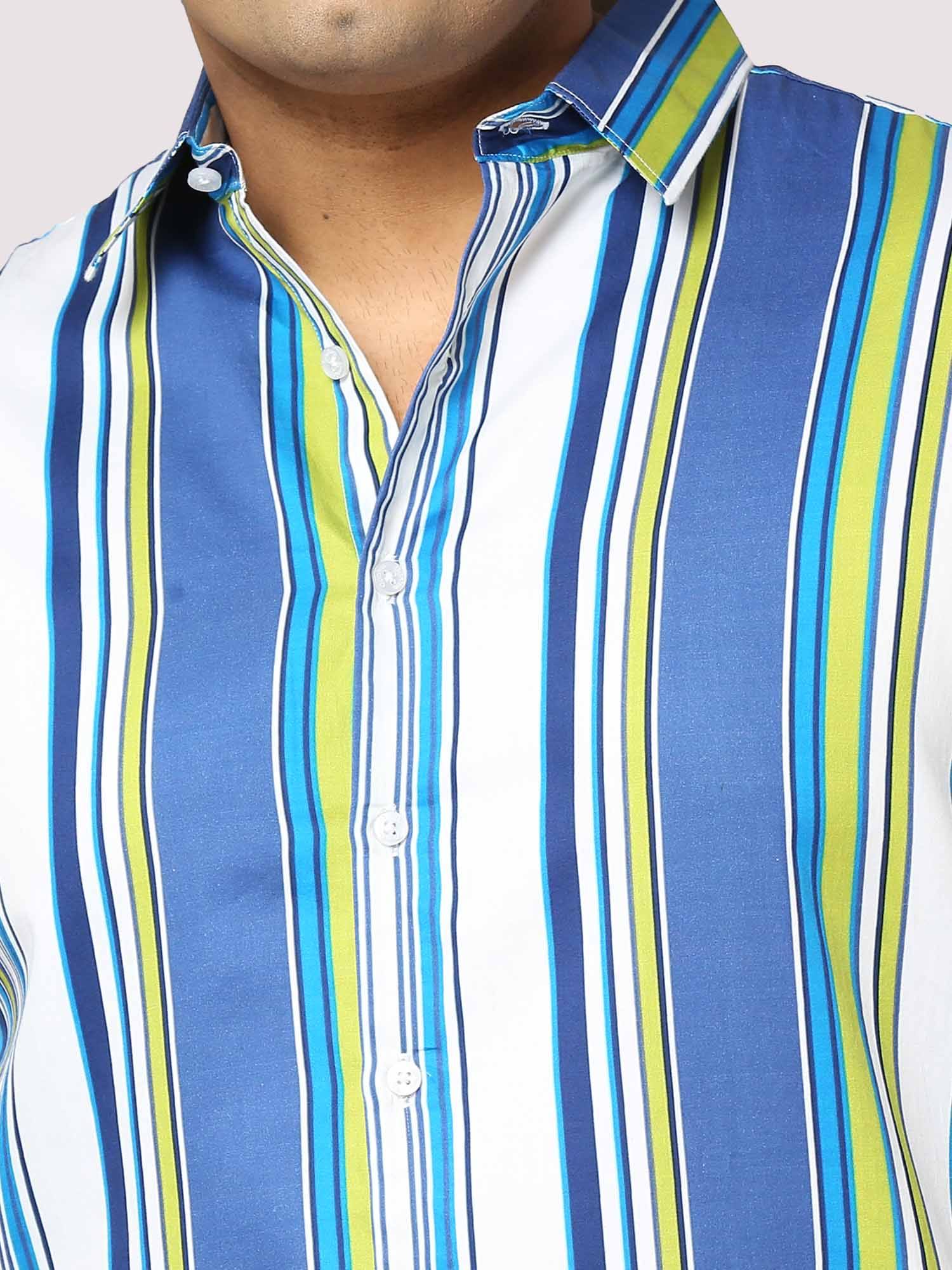 Relax Digital Printed Striped Half Shirt Men's Plus Size - Guniaa Fashions