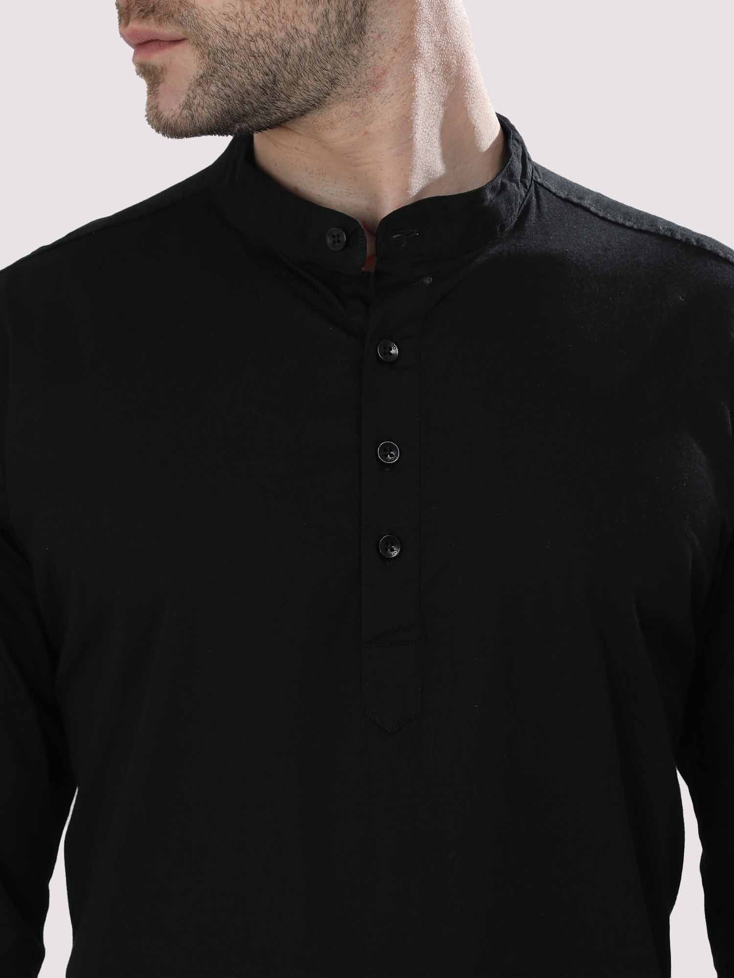 Rich Black Solid Kurta - Guniaa Fashions