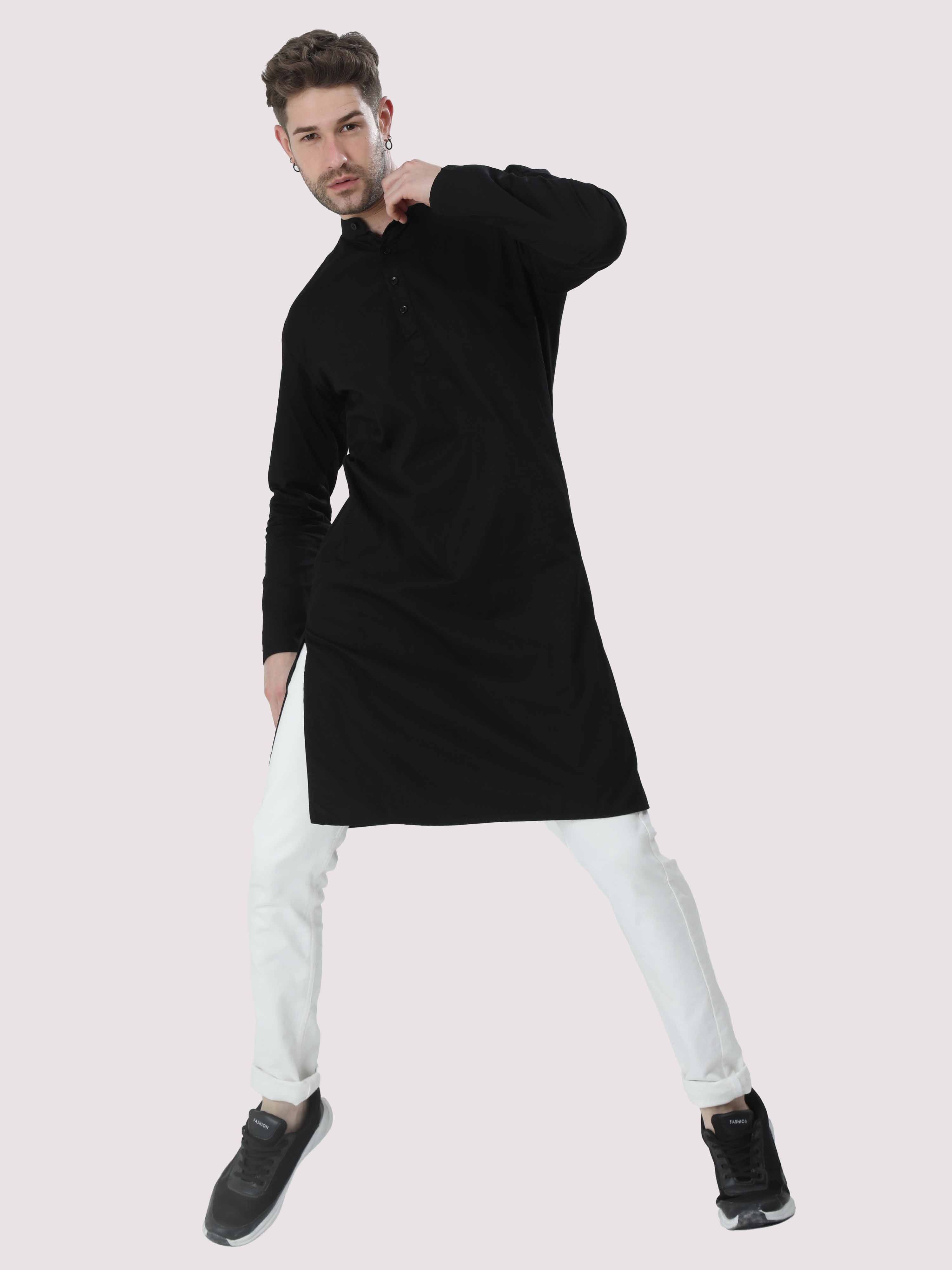 Rich Black Solid Kurta - Guniaa Fashions