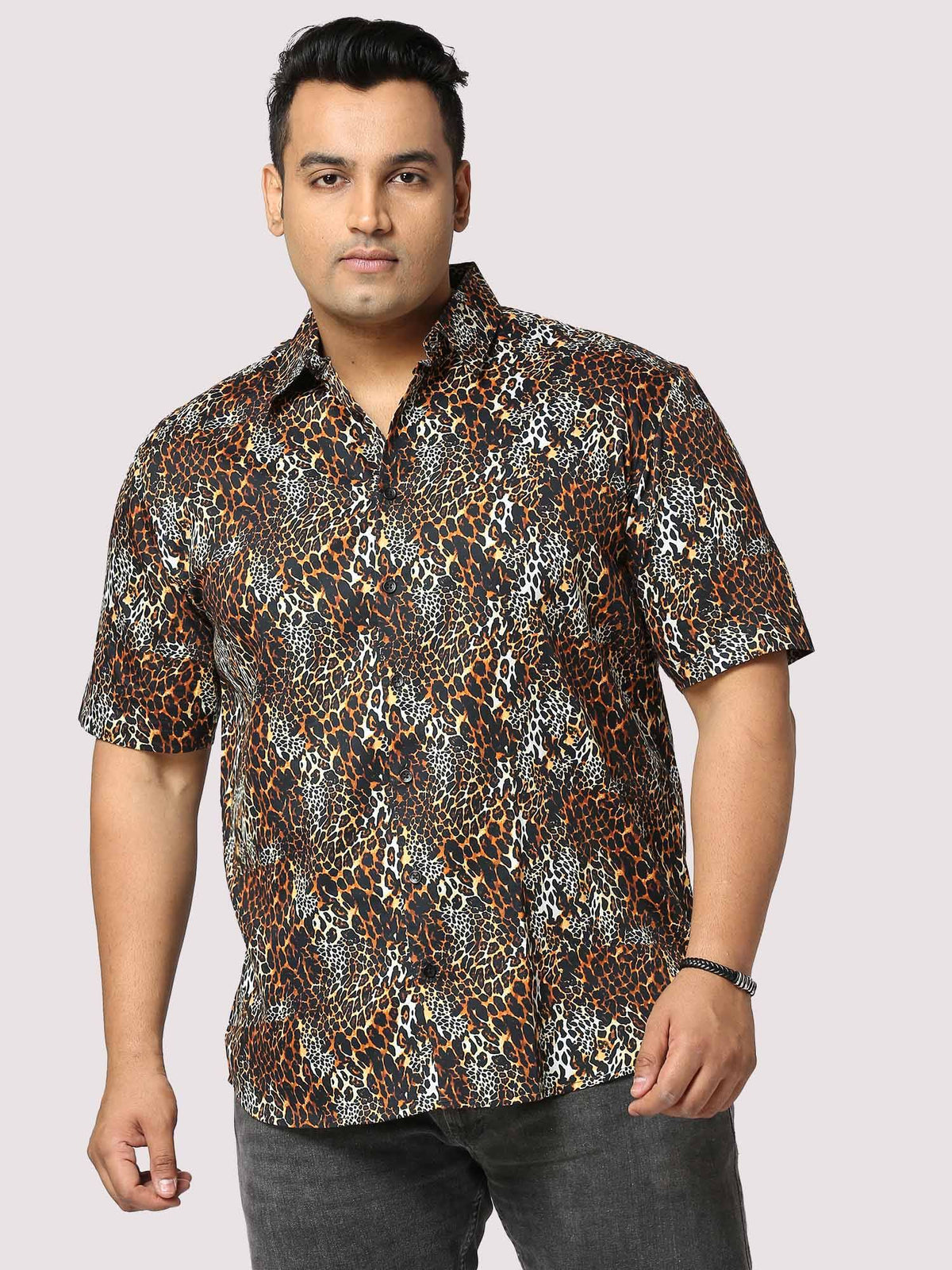 Roar Digital Printed Half Shirt Men's Plus Size - Guniaa Fashions