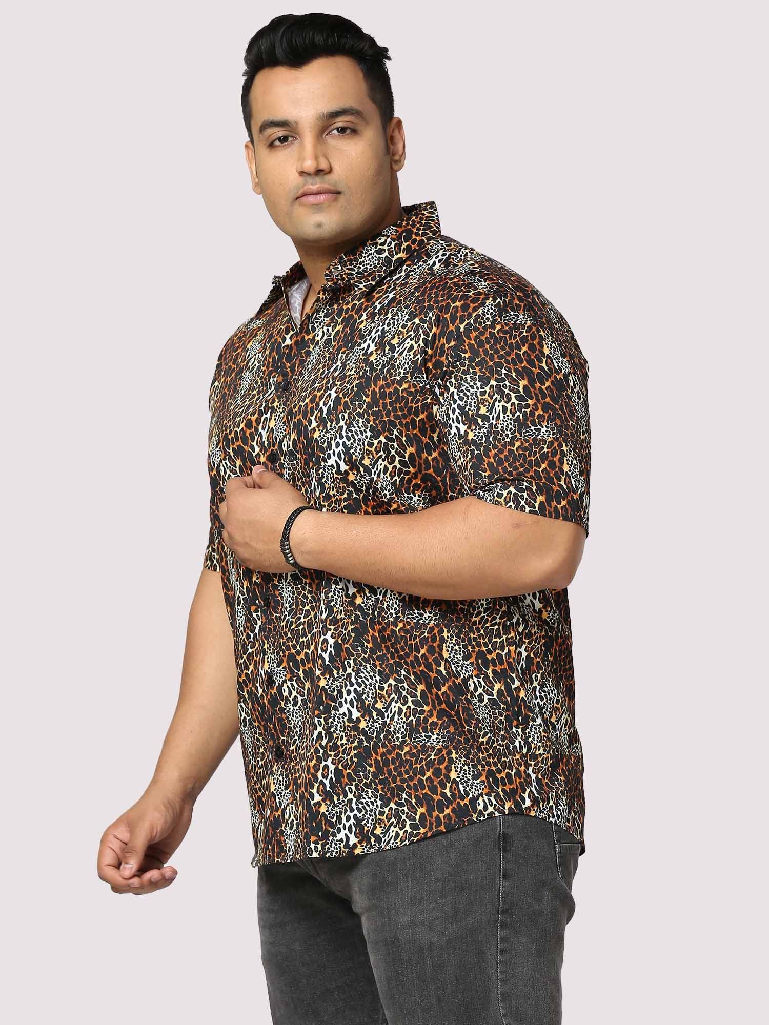 Roar Digital Printed Half Shirt Men's Plus Size - Guniaa Fashions