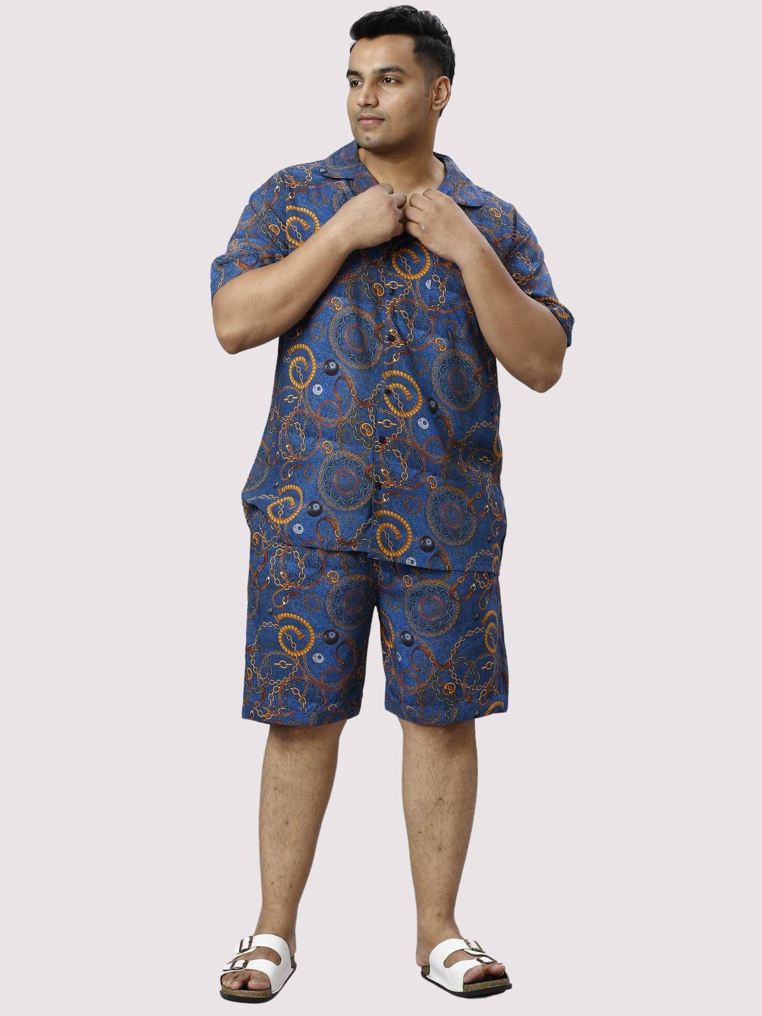 Royal Chains Digital Printed Half Co-ords Set Men's Plus Size - Guniaa Fashions