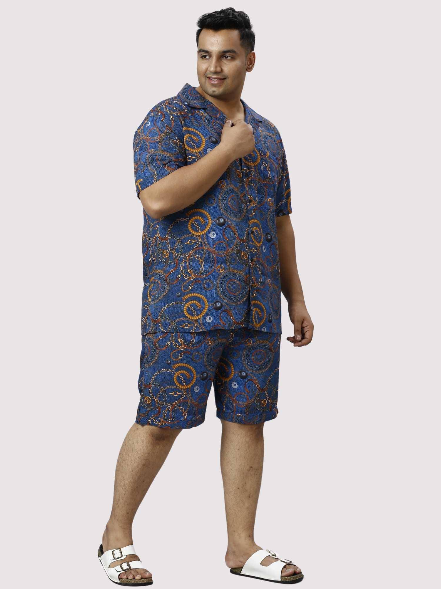 Royal Chains Digital Printed Half Co-ords Set Men's Plus Size - Guniaa Fashions