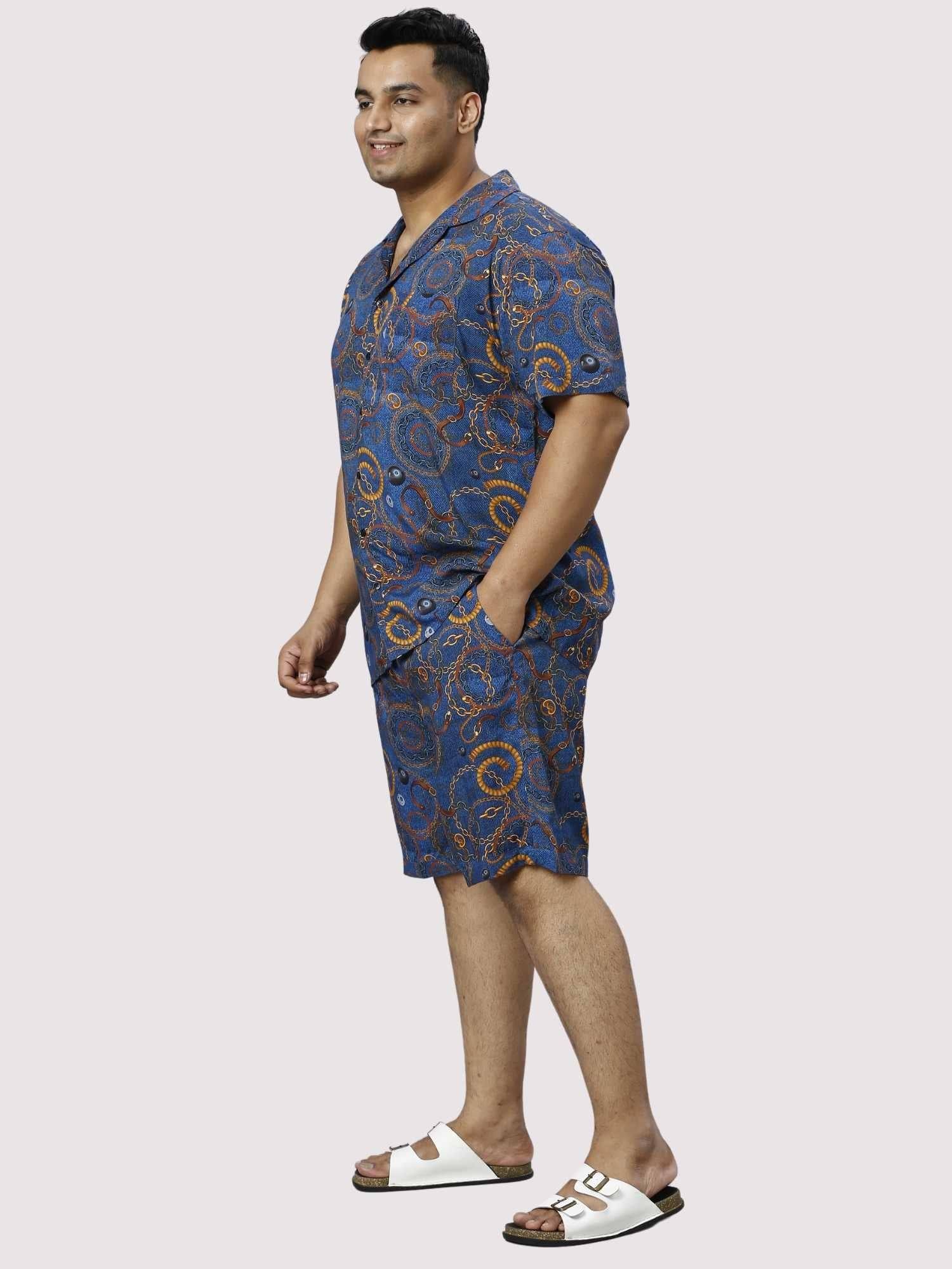 Royal Chains Digital Printed Half Co-ords Set Men's Plus Size - Guniaa Fashions