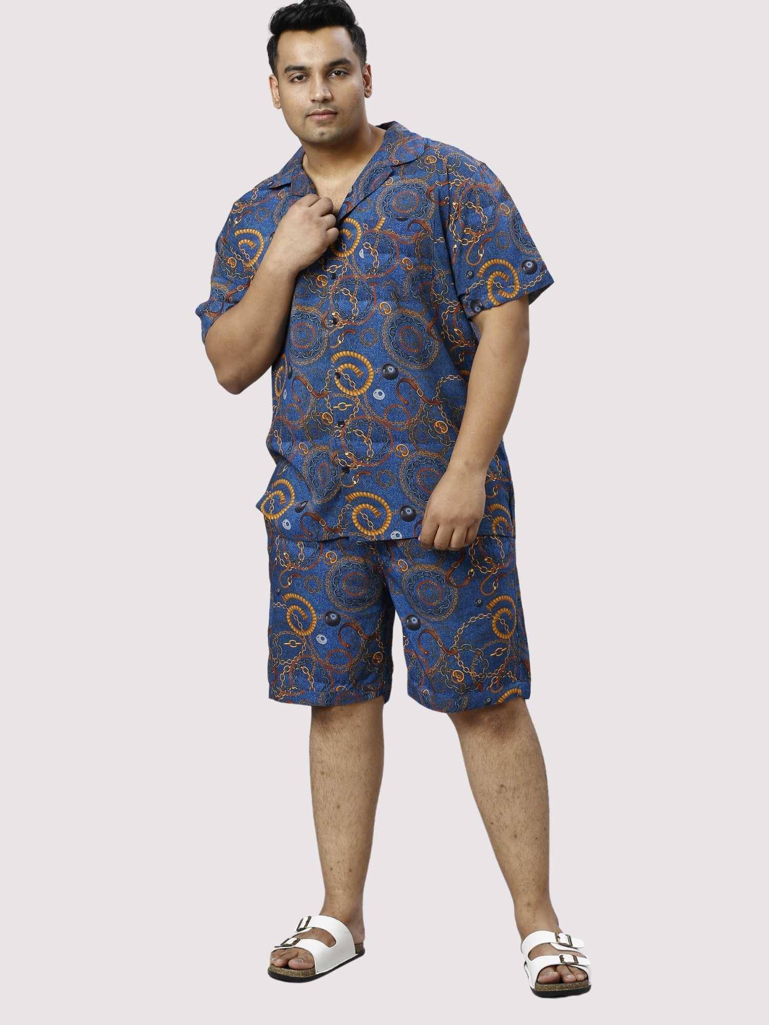 Royal Chains Digital Printed Half Co-ords Set Men's Plus Size - Guniaa Fashions