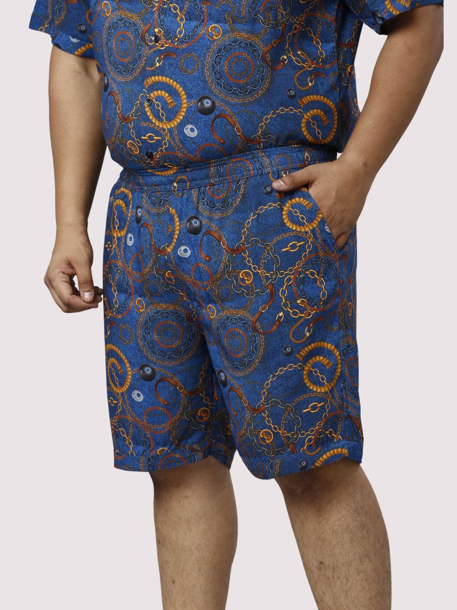 Royal Chains Digital Printed Half Co-ords Set Men's Plus Size - Guniaa Fashions