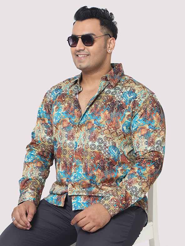 Royal Paisley Digital Printed Cotton Men's Plus Size Full Shirt - Guniaa Fashions