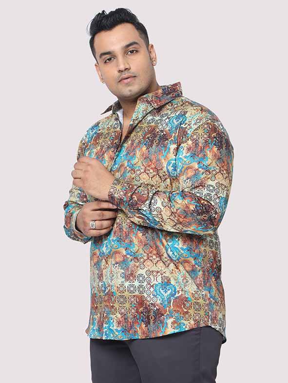 Royal Paisley Digital Printed Cotton Men's Plus Size Full Shirt - Guniaa Fashions